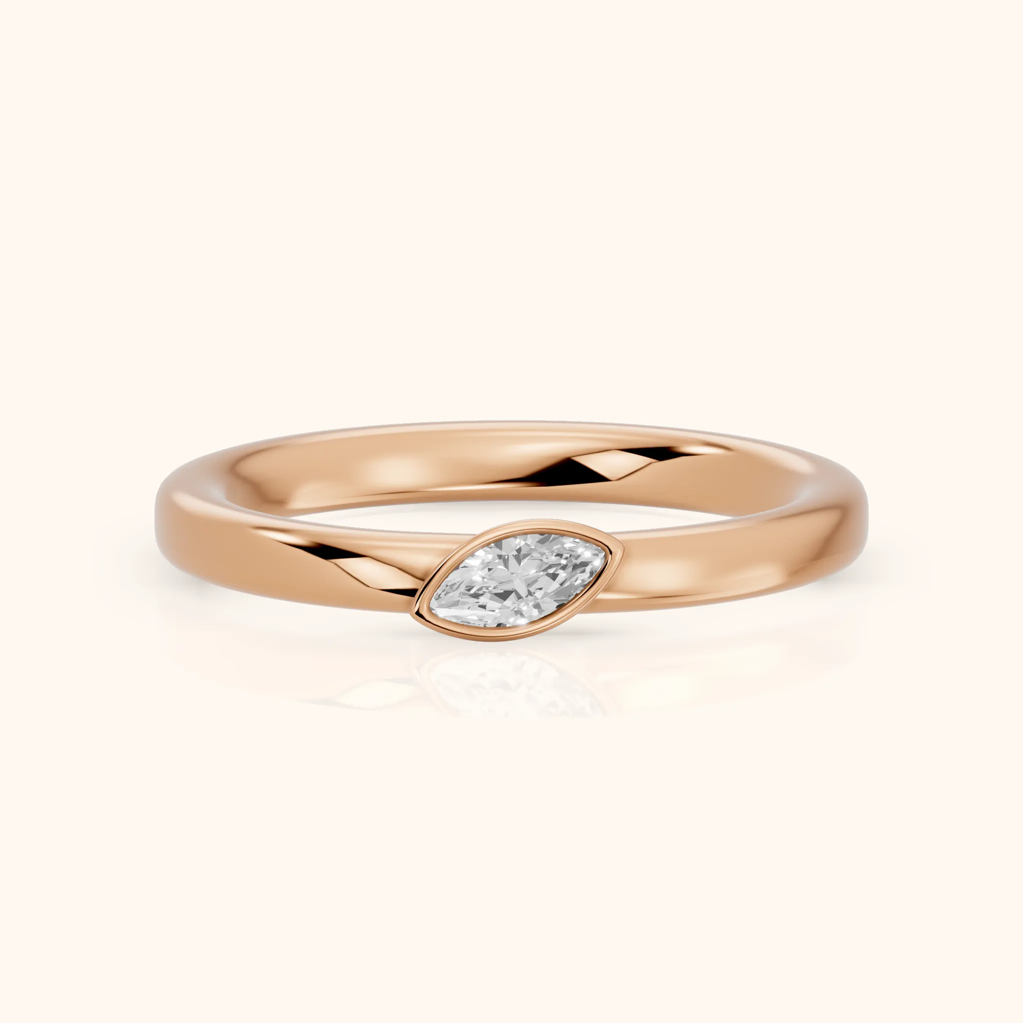 Renee Bezel Marquise Diamond Wedding Band in Rose Gold — view 1