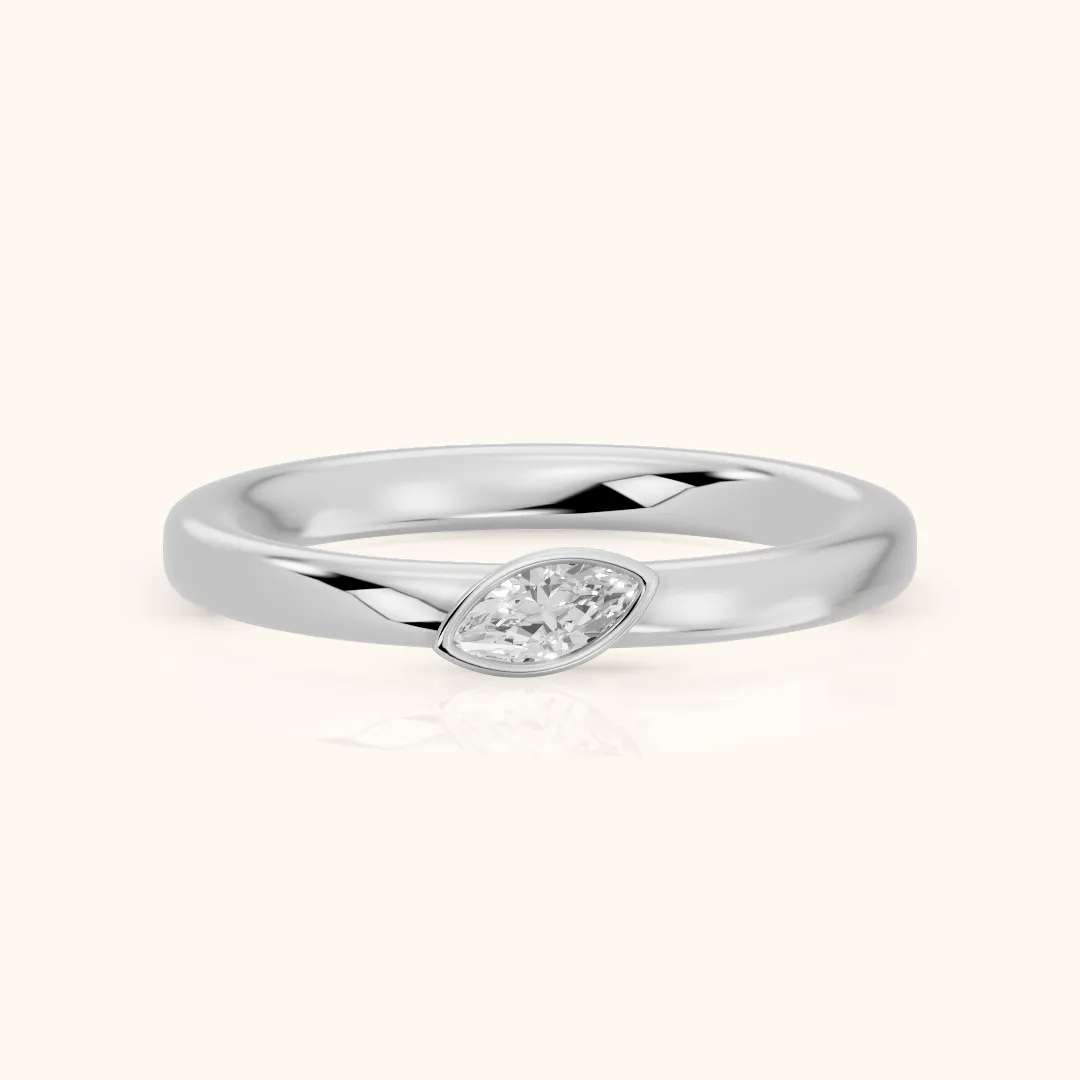 Renee Bezel Marquise Diamond Wedding Band in Silver — view 2