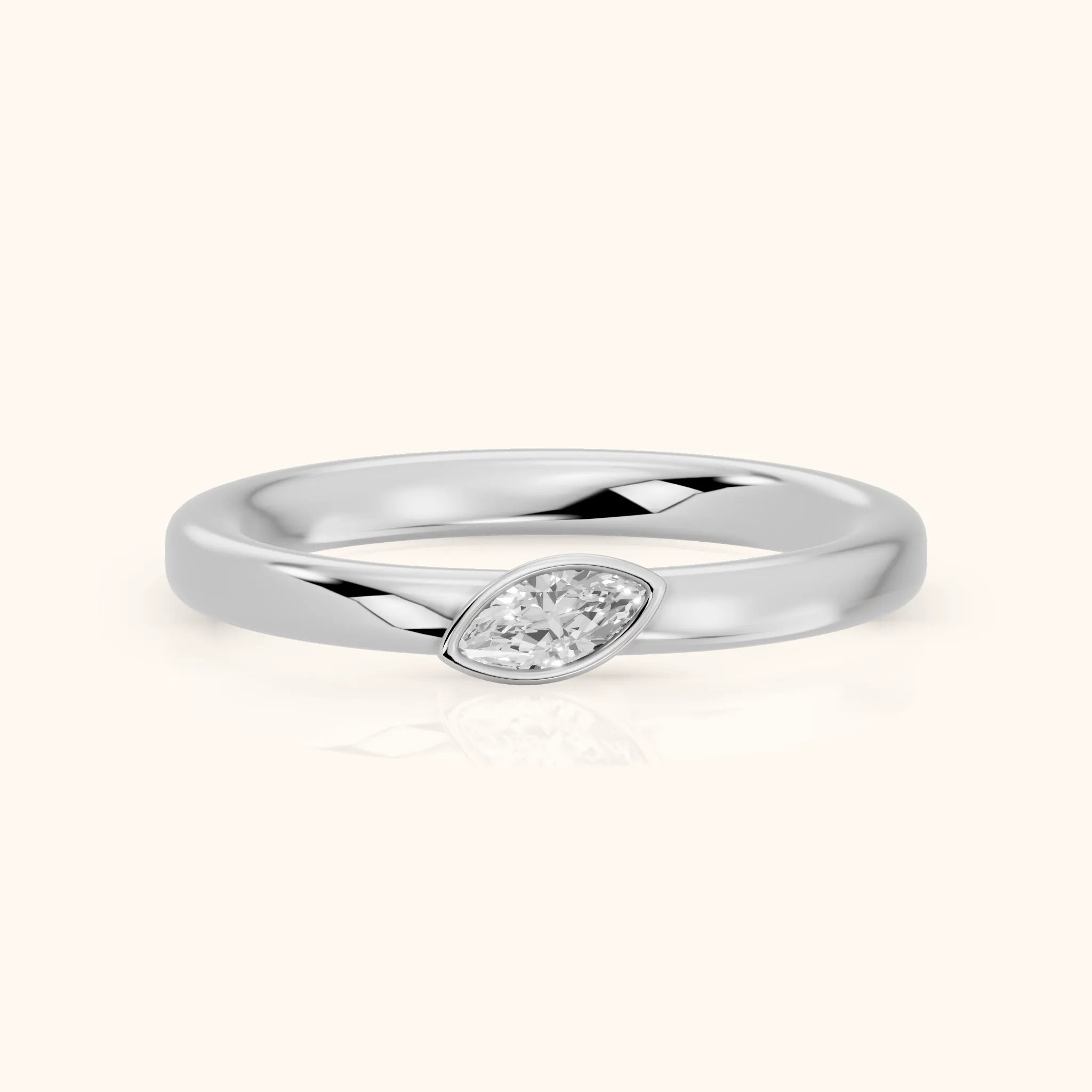 Renee Bezel Marquise Diamond Wedding Band in Silver — view 1