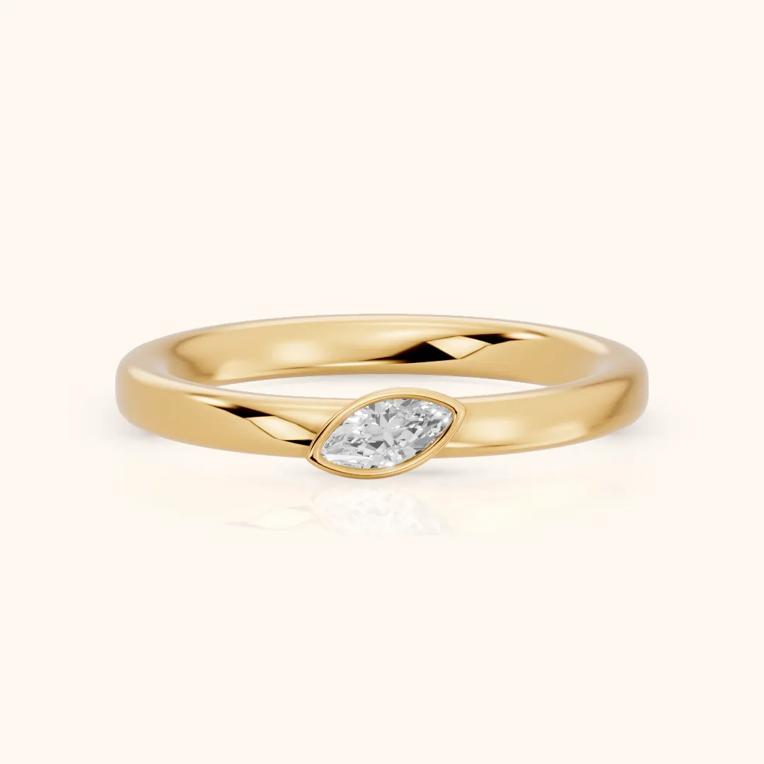 Renee Bezel Marquise Diamond Wedding Band in Yellow Gold — view 2
