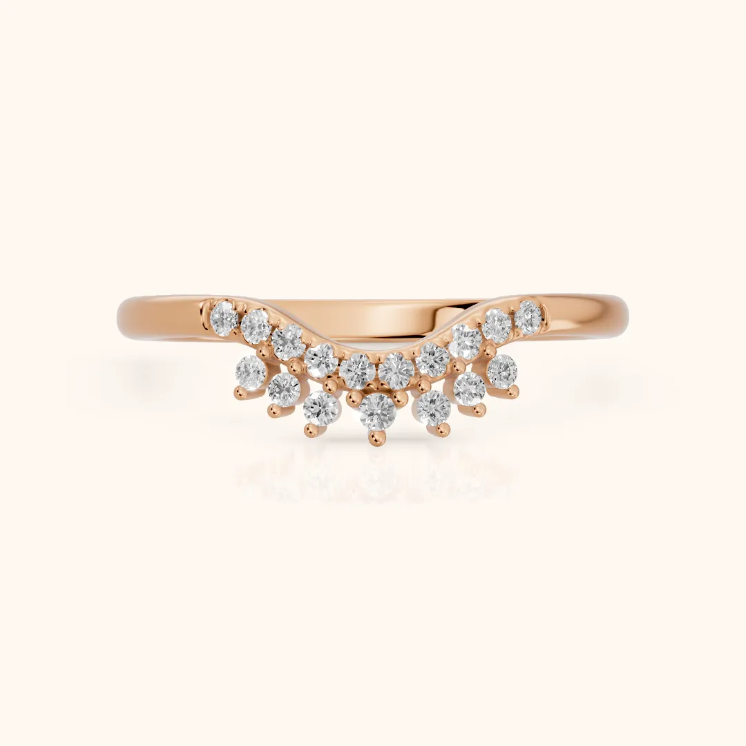 Sabina Curved Round Diamond Anniversary Ring in Rose Gold — view 2