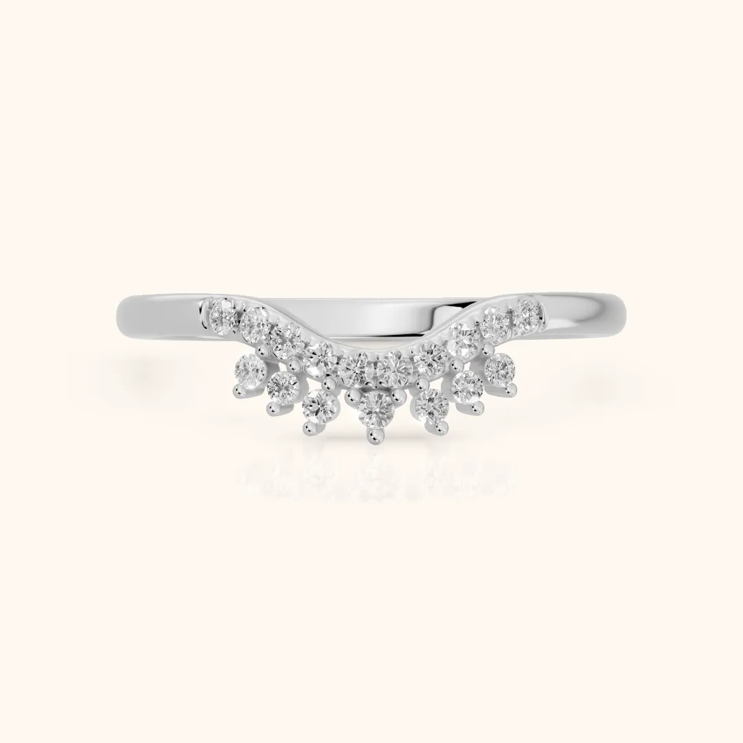 Sabina Curved Round Diamond Anniversary Ring in Silver — view 2