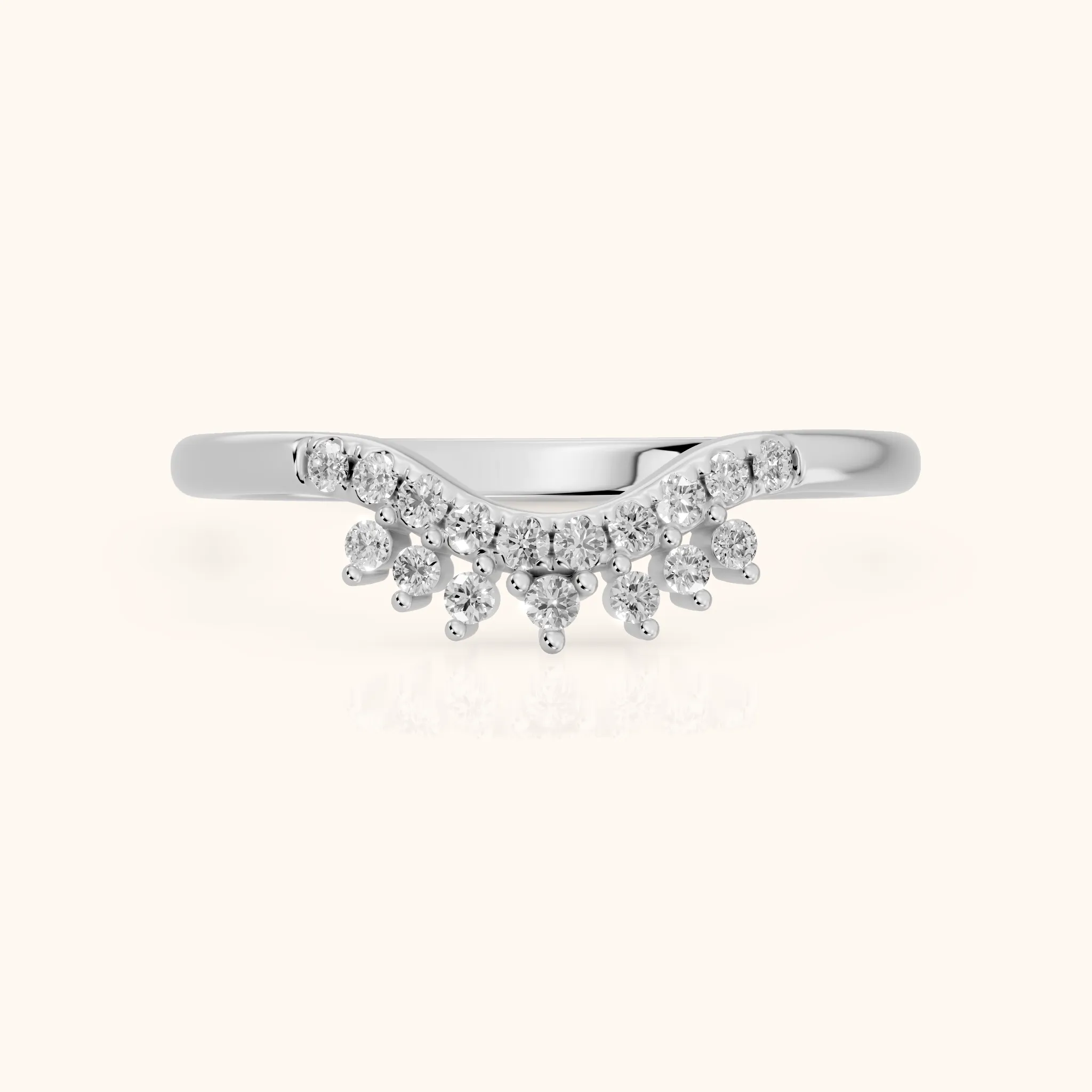 Sabina Curved Round Diamond Anniversary Ring in Silver — view 1