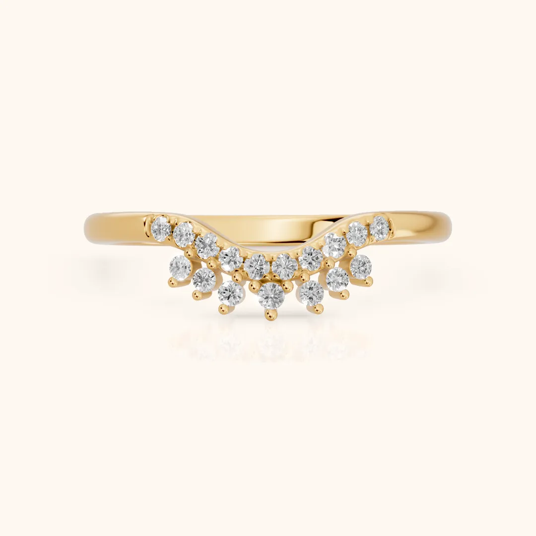 Sabina Curved Round Diamond Anniversary Ring in Yellow Gold — view 2