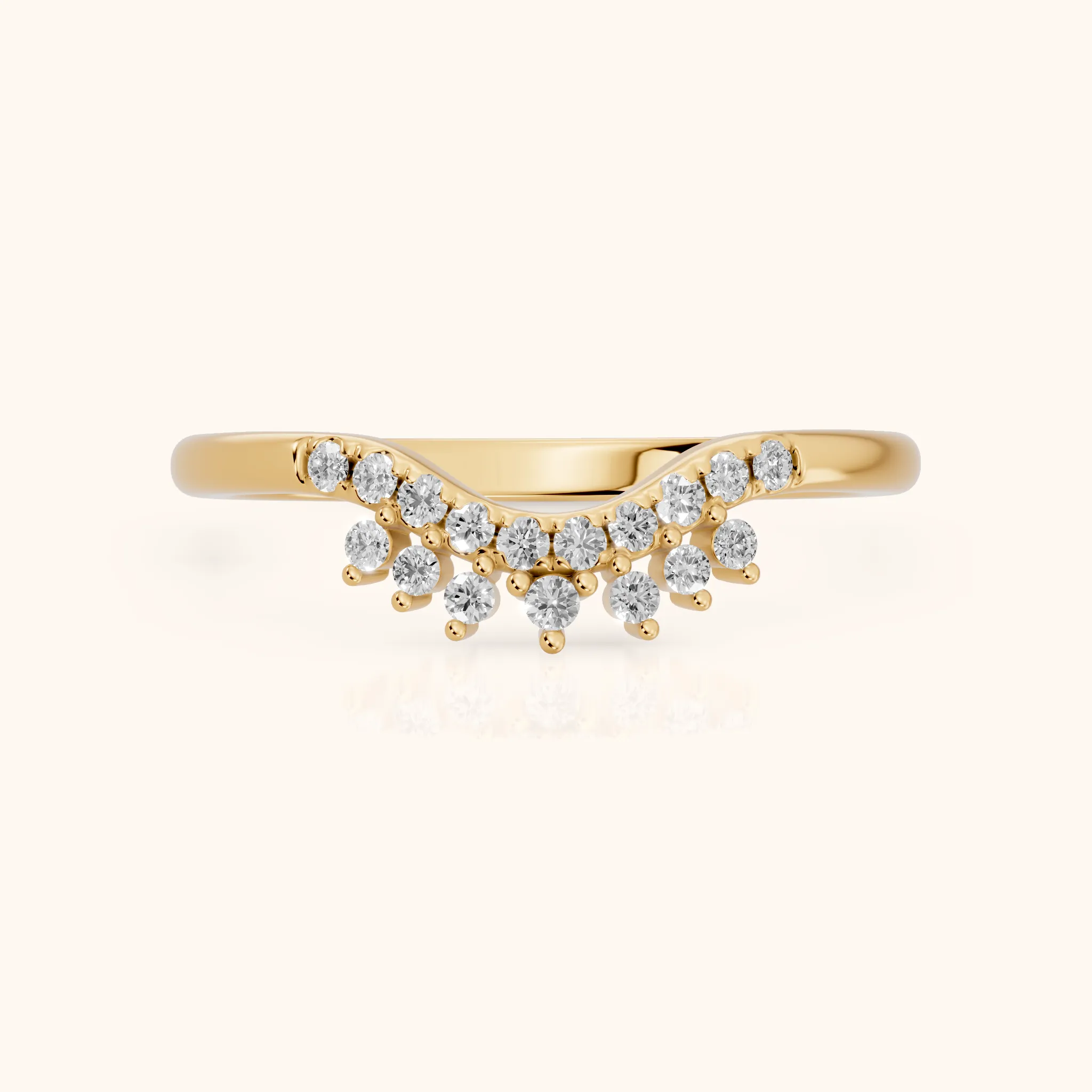 Sabina Curved Round Diamond Anniversary Ring in Yellow Gold — view 1