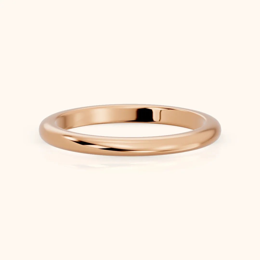 Justine Classic Low Dome Wedding Band in Rose Gold — view 2