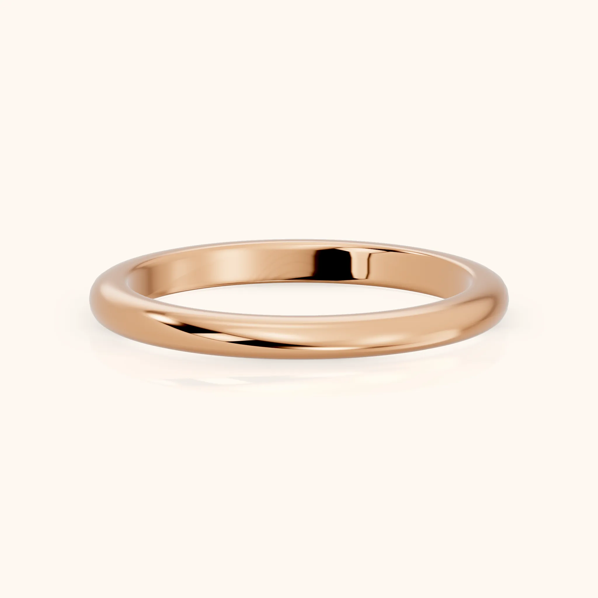 Justine Classic Low Dome Wedding Band in Rose Gold — view 1