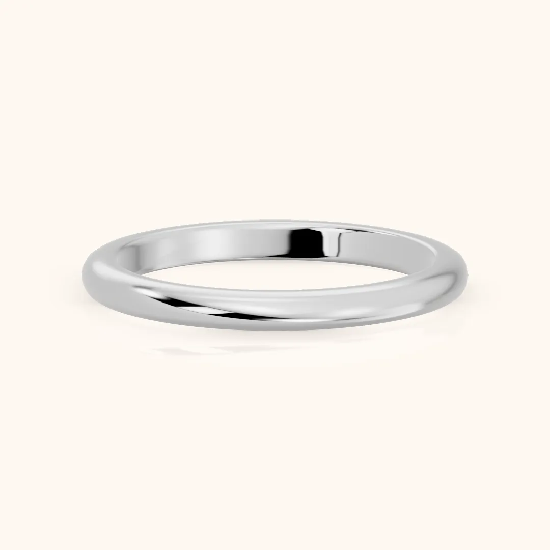 Justine Classic Low Dome Wedding Band in Silver — view 2