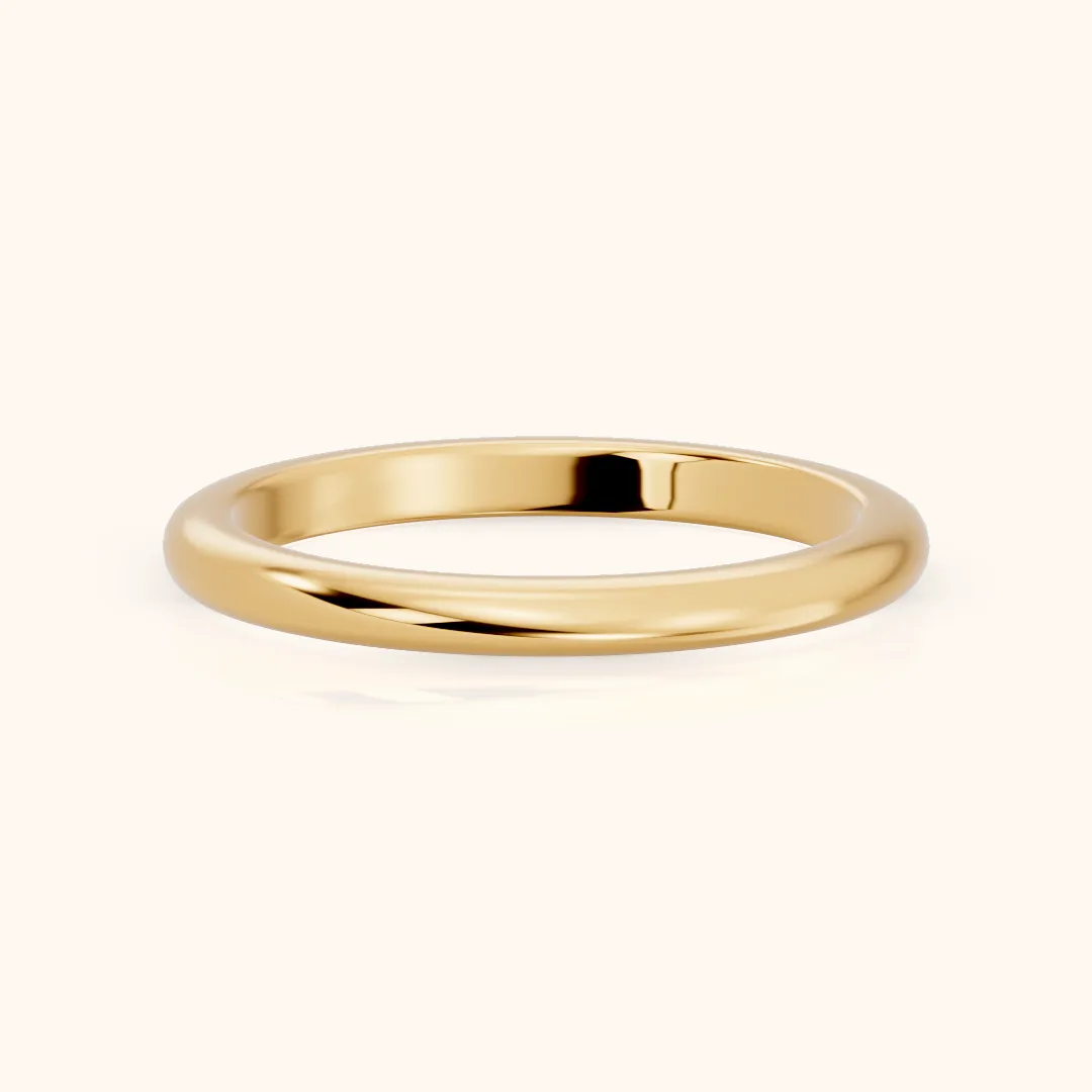 Justine Classic Low Dome Wedding Band in Yellow Gold — view 2
