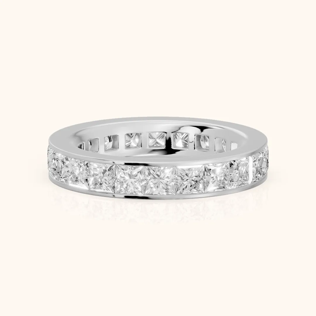 Louise Channel Set Princess Diamond Eternity Band in Silver — view 2