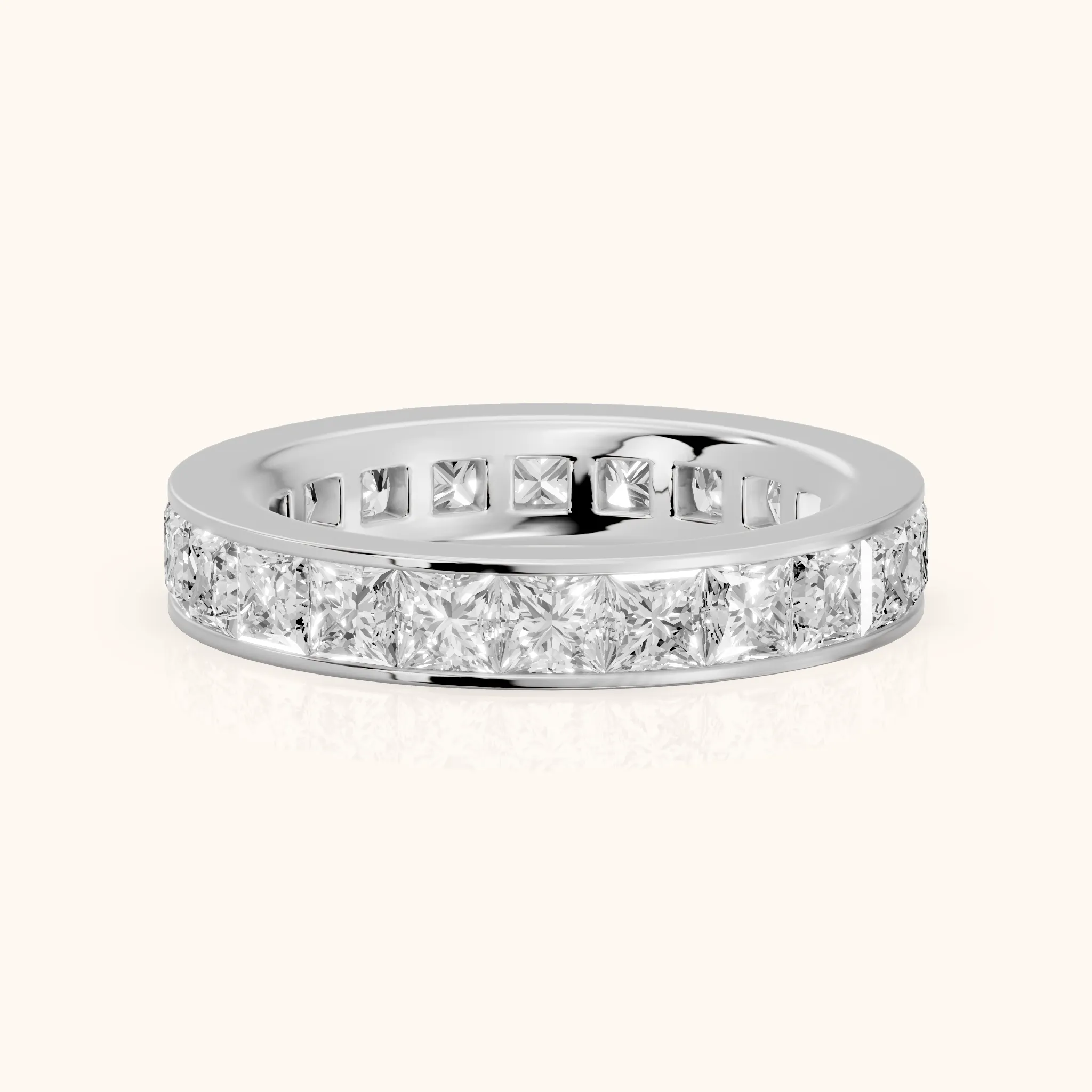 Louise Channel Set Princess Diamond Eternity Band in Silver — view 1