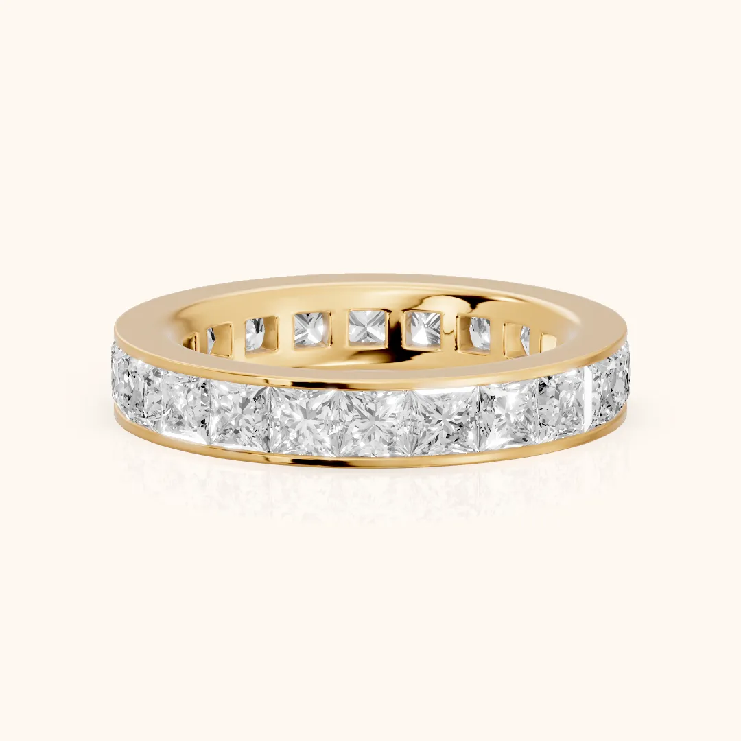 Louise Channel Set Princess Diamond Eternity Band in Yellow Gold — view 2
