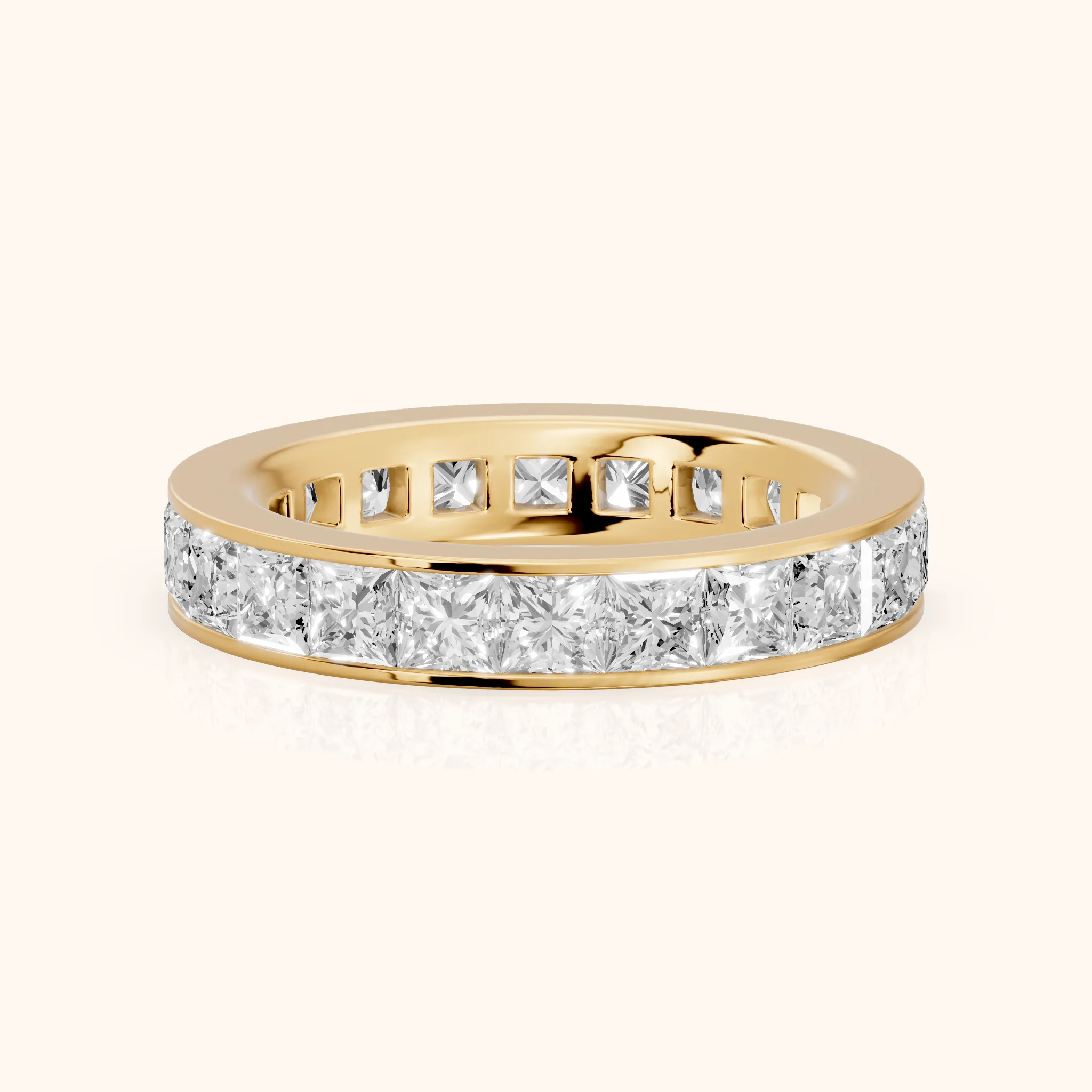 Louise Channel Set Princess Diamond Eternity Band in Yellow Gold — view 1