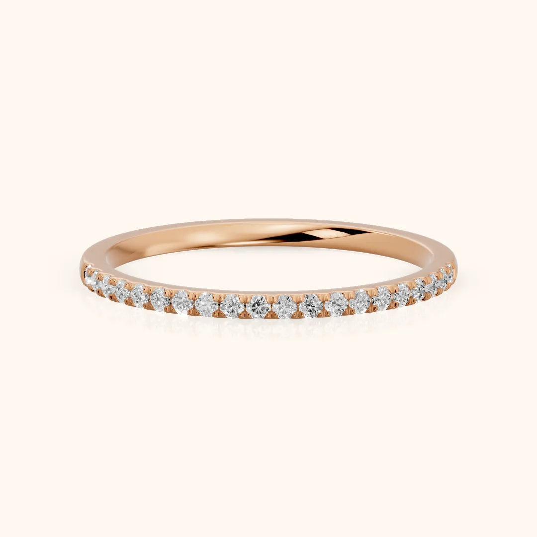 Anouk Micropavé Round Diamond Half Eternity Band in Rose Gold — view 2