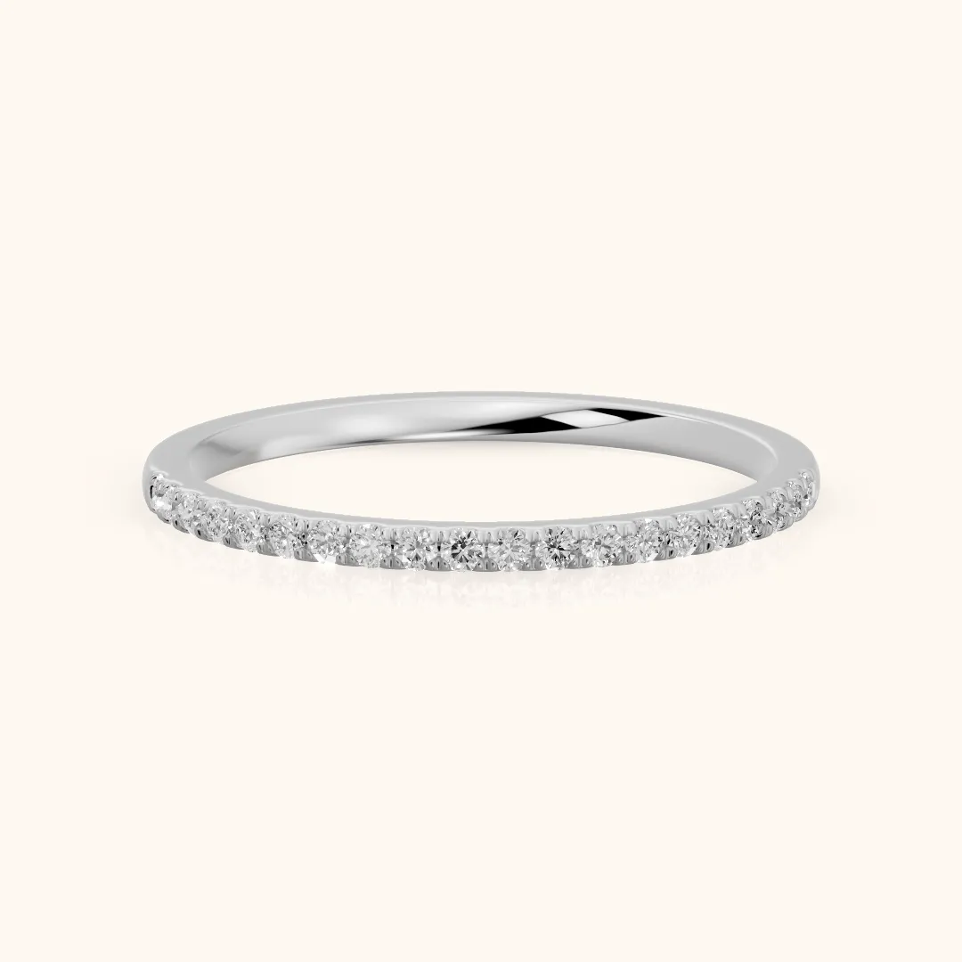 Anouk Micropavé Round Diamond Half Eternity Band in Silver — view 2