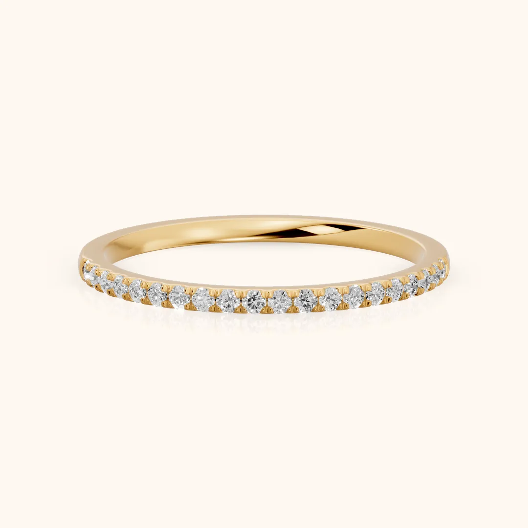 Anouk Micropavé Round Diamond Half Eternity Band in Yellow Gold — view 2