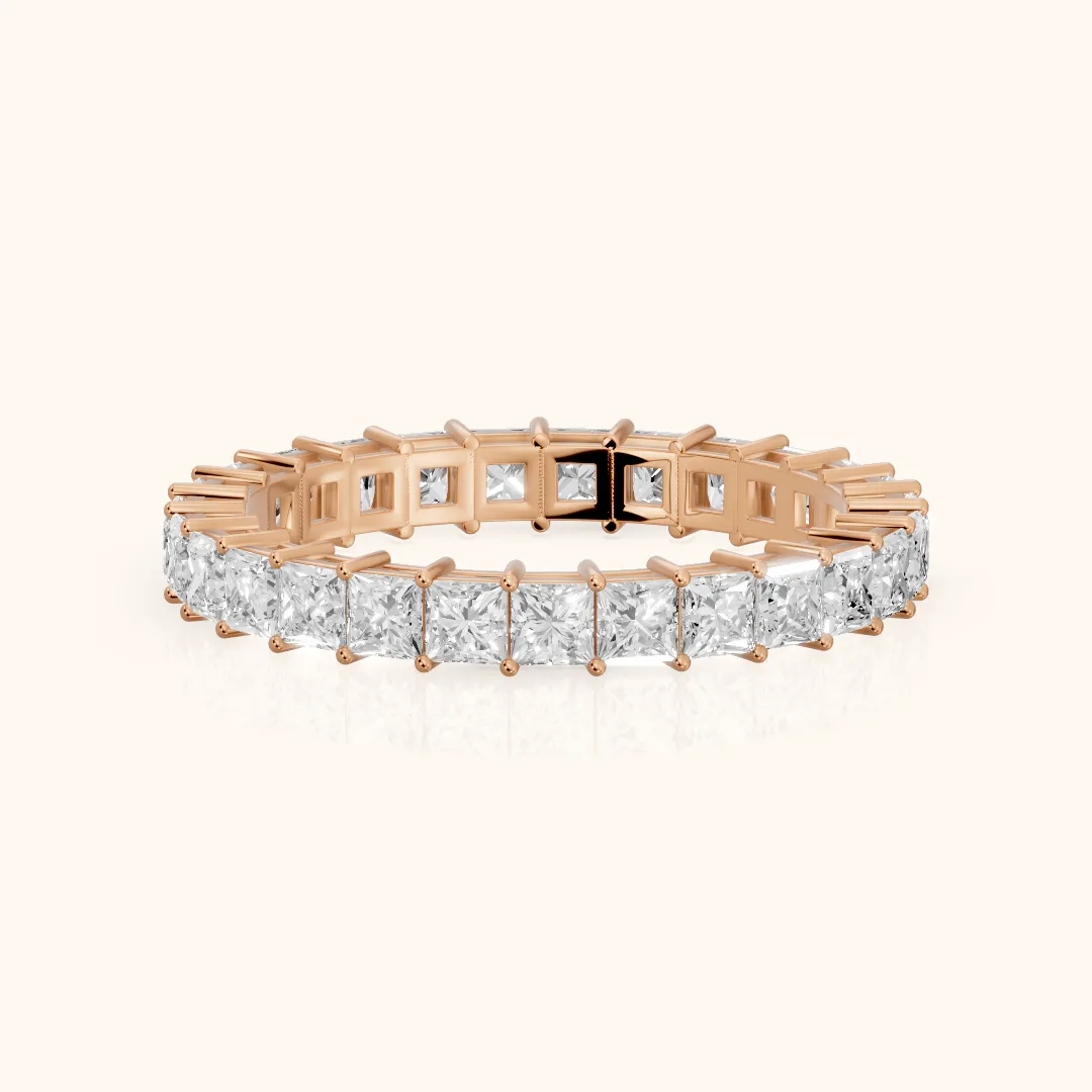 Manon Shared Prong Princess Diamond Eternity Band in Rose Gold — view 2