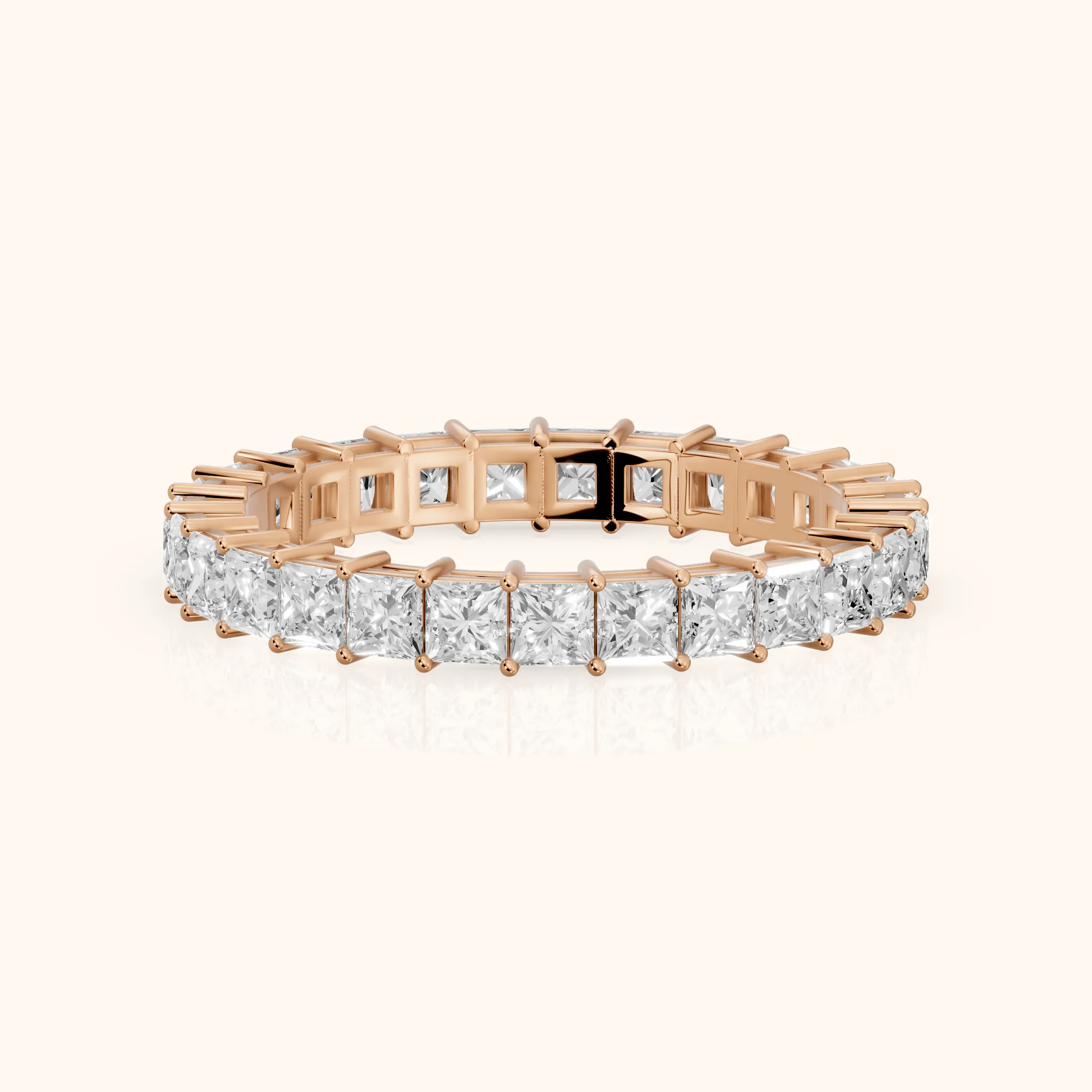 Manon Shared Prong Princess Diamond Eternity Band in Rose Gold — view 1