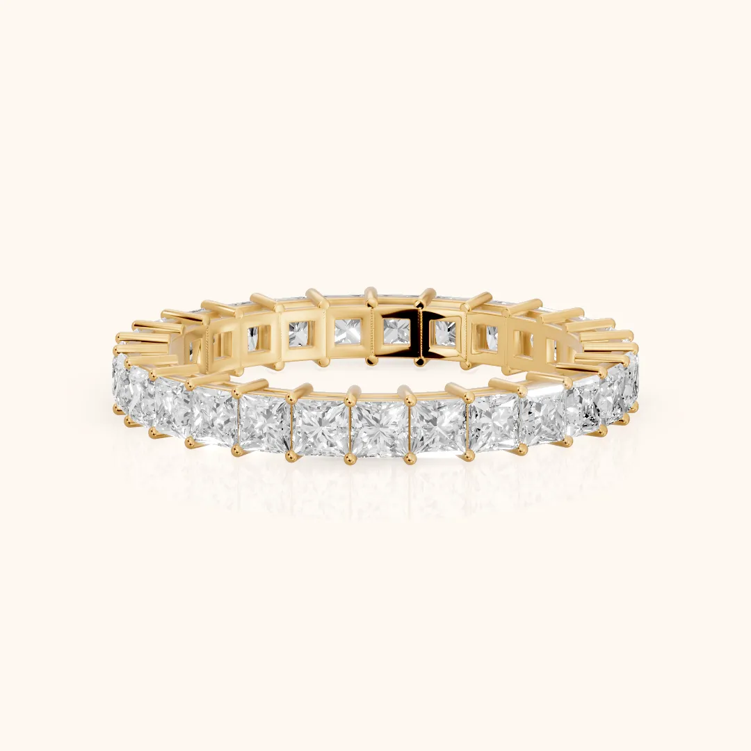 Manon Shared Prong Princess Diamond Eternity Band in Yellow Gold — view 2