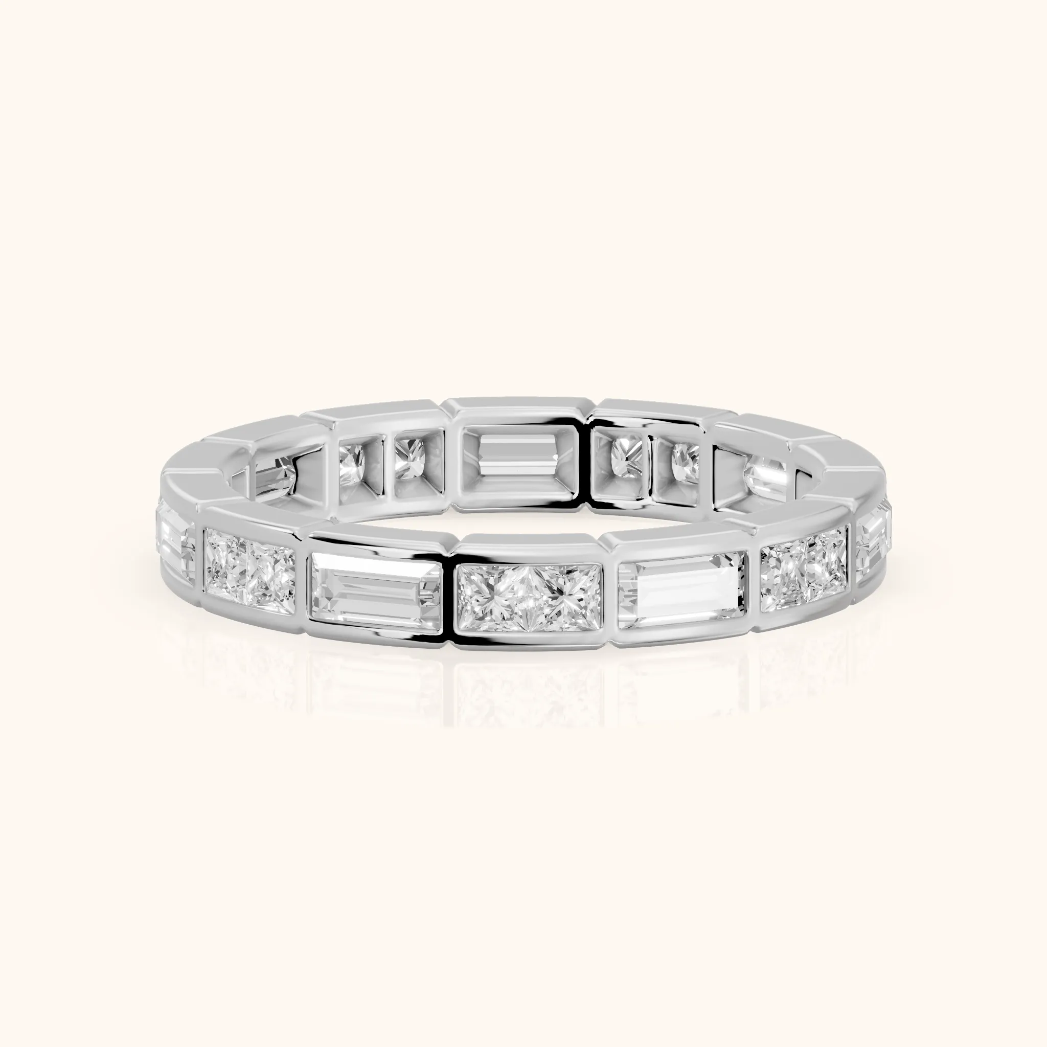 Elodie Bezel Baguette & Princess Diamond Eternity Band in Platinum — view 1