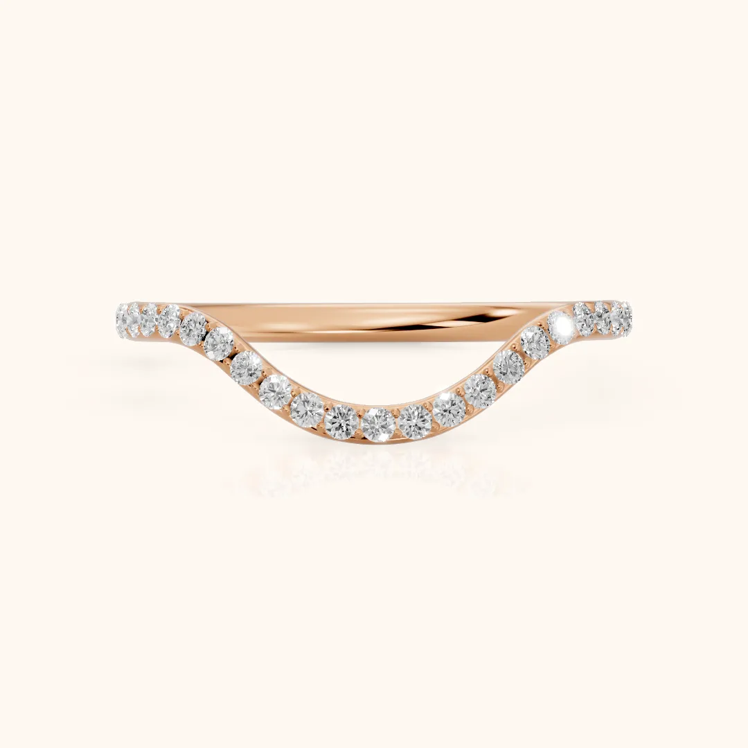 Juliette Contour Round Diamond Stackable Ring in Rose Gold — view 2