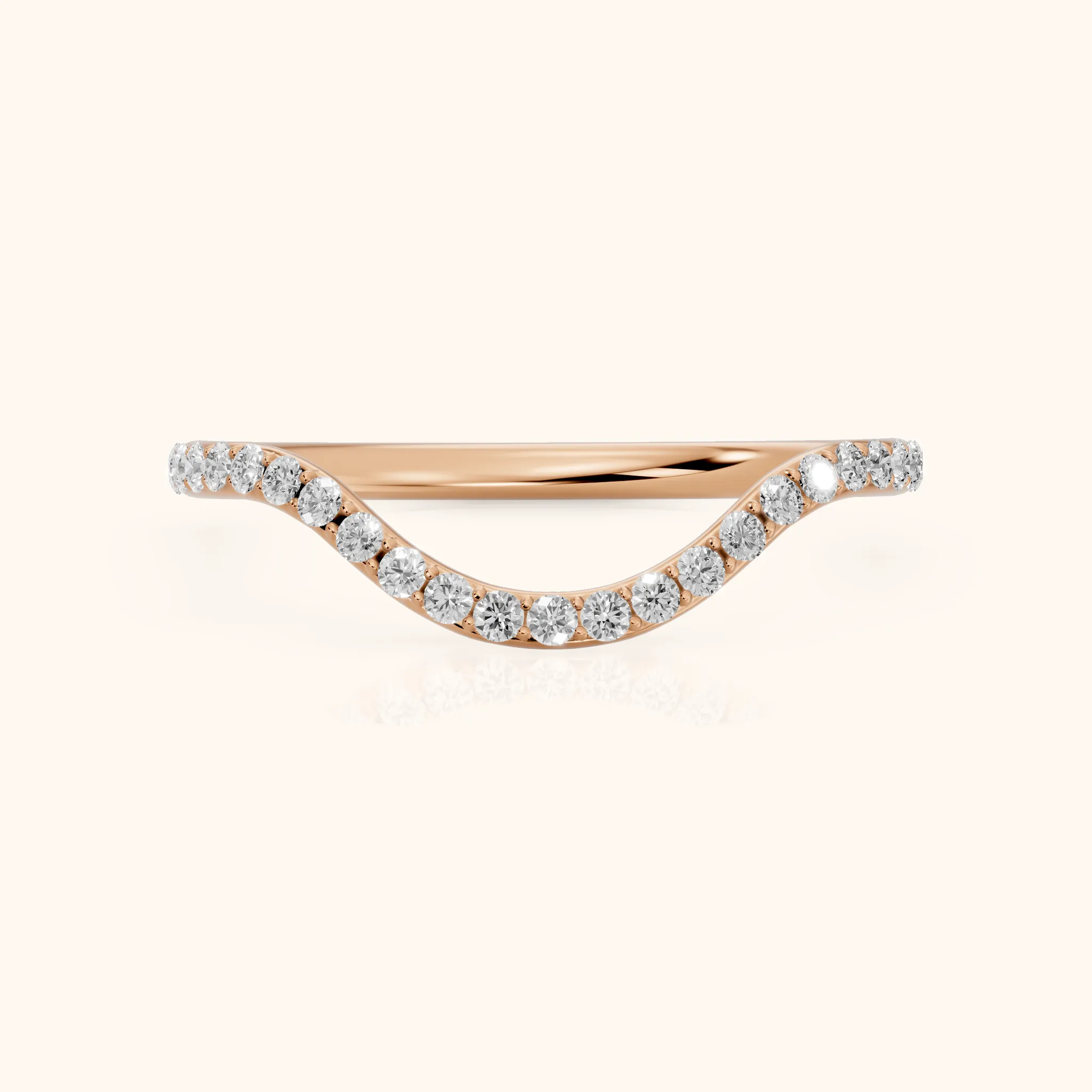 Juliette Contour Round Diamond Stackable Ring in Rose Gold — view 1