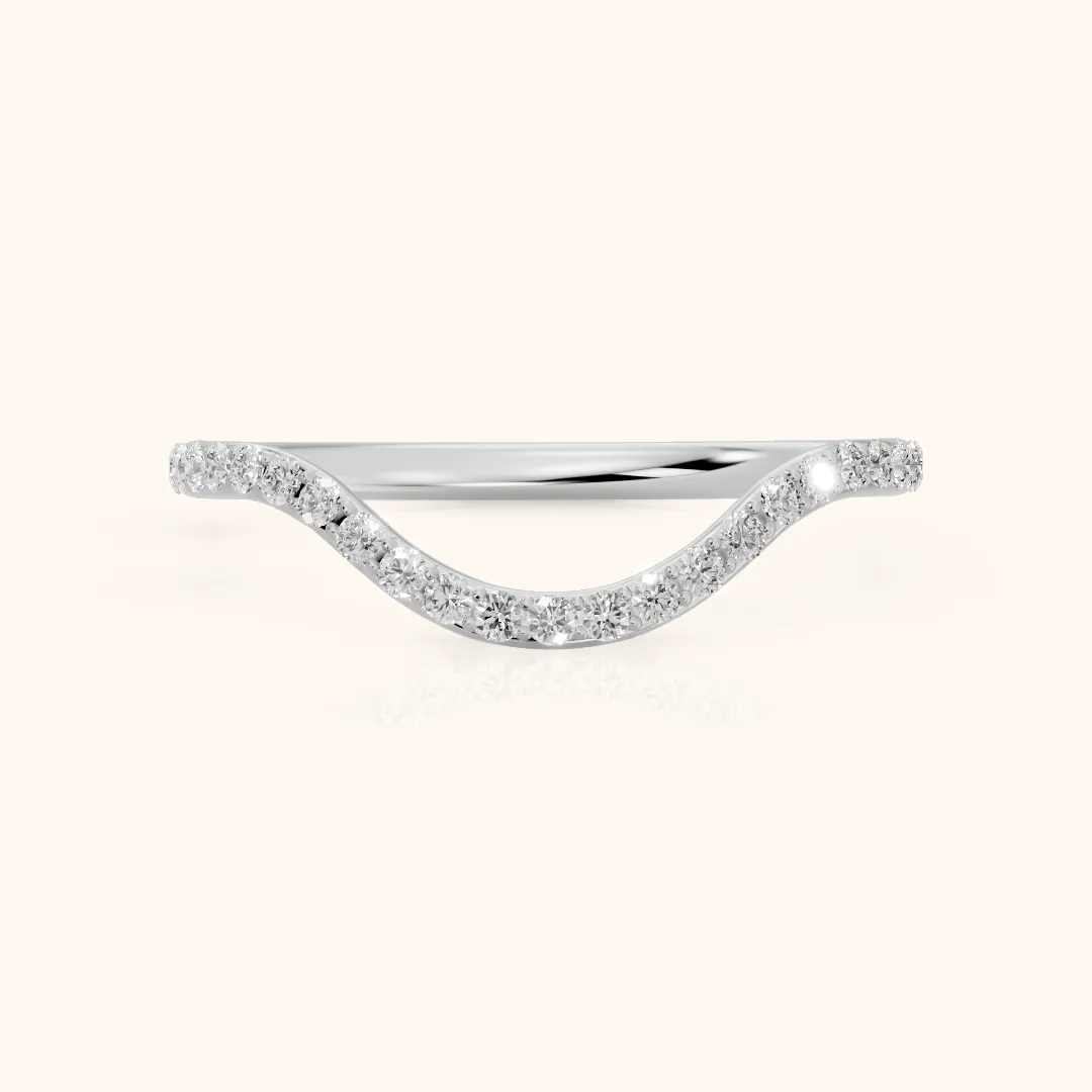 Juliette Contour Round Diamond Stackable Ring in Platinum — view 2
