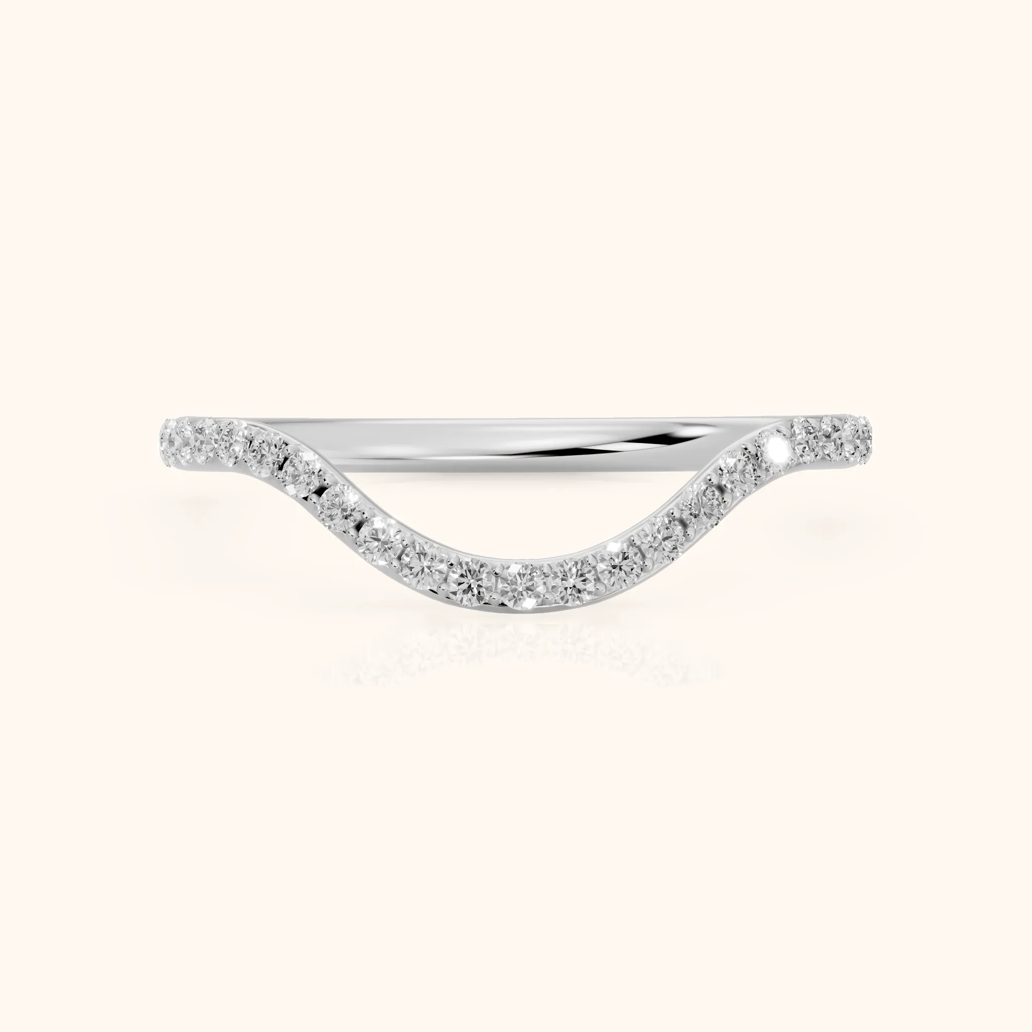 Juliette Contour Round Diamond Stackable Ring in Platinum — view 1