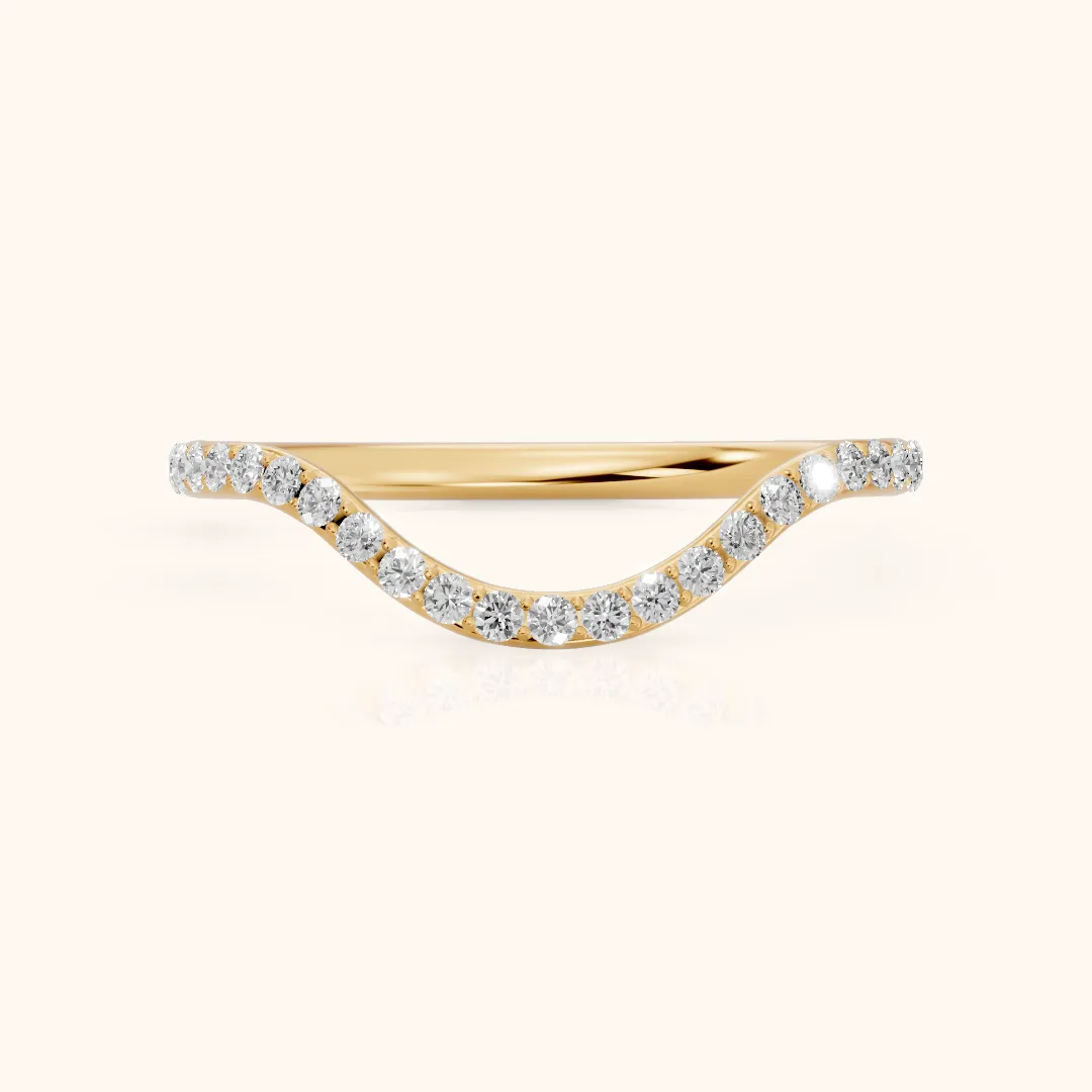 Juliette Contour Round Diamond Stackable Ring in Yellow Gold — view 2