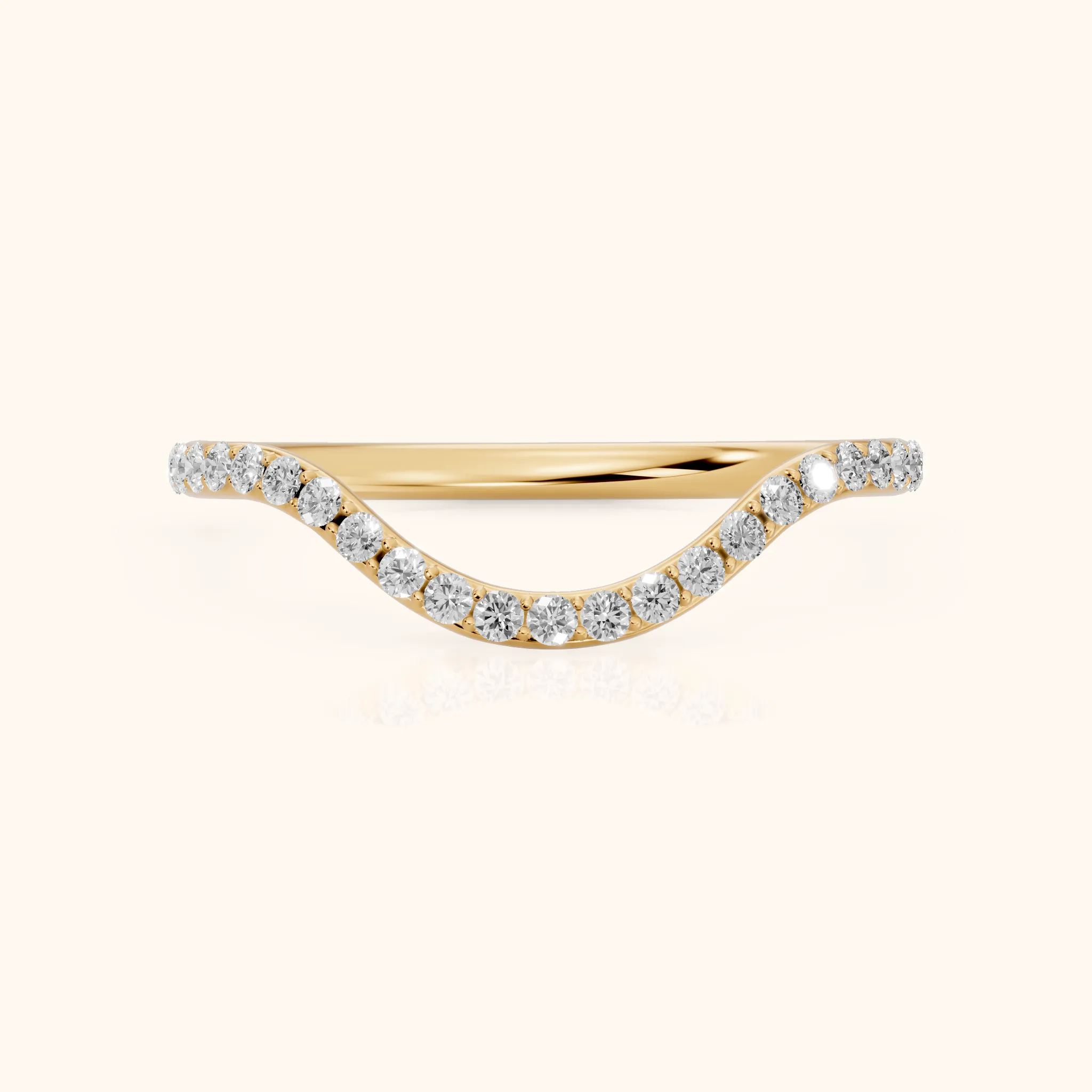Juliette Contour Round Diamond Stackable Ring in Yellow Gold — view 1