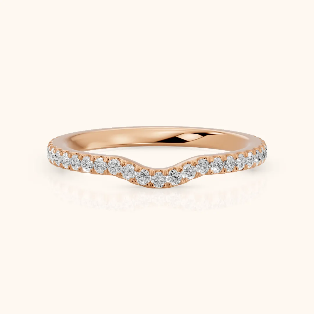 Helene Curved Round Diamond Half Eternity Band in Rose Gold — view 2