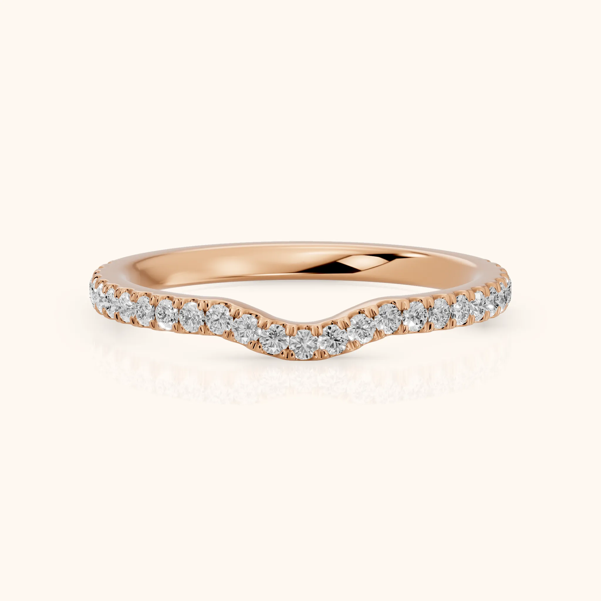 Helene Curved Round Diamond Half Eternity Band in Rose Gold — view 1