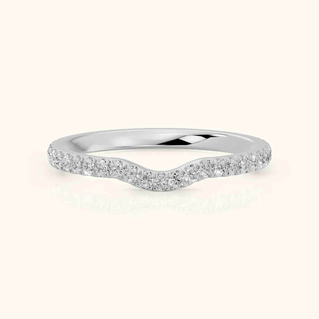 Helene Curved Round Diamond Half Eternity Band in Silver — view 2