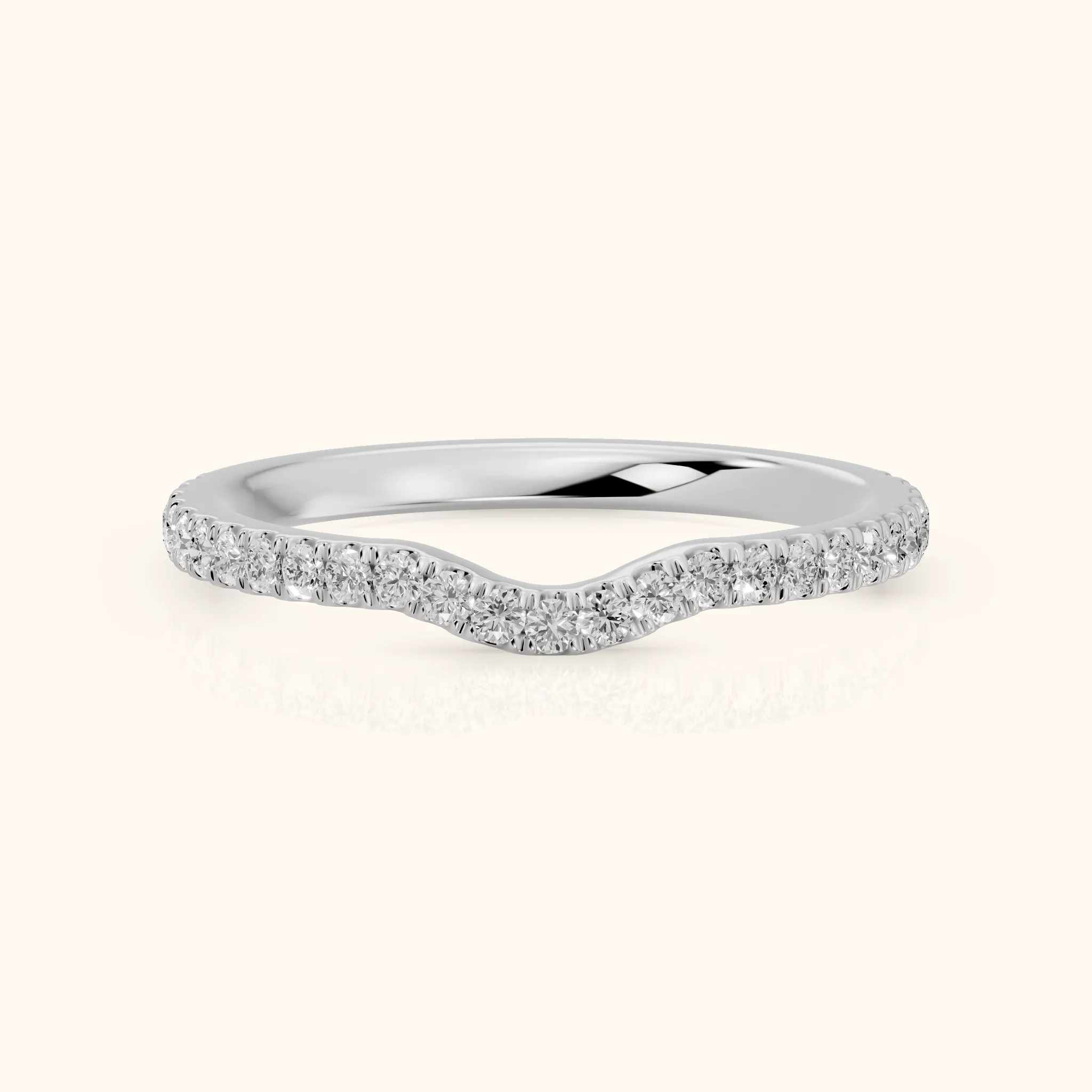 Helene Curved Round Diamond Half Eternity Band in Silver — view 1