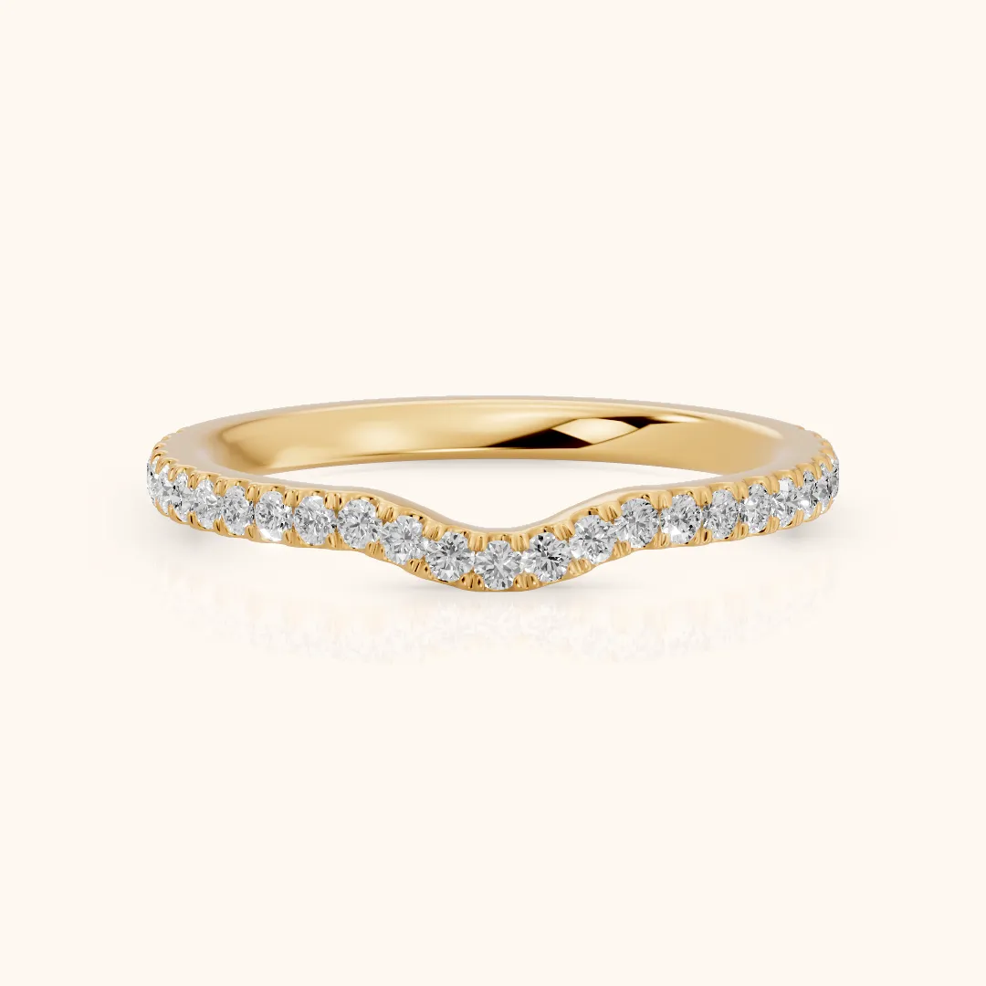 Helene Curved Round Diamond Half Eternity Band in Yellow Gold — view 2