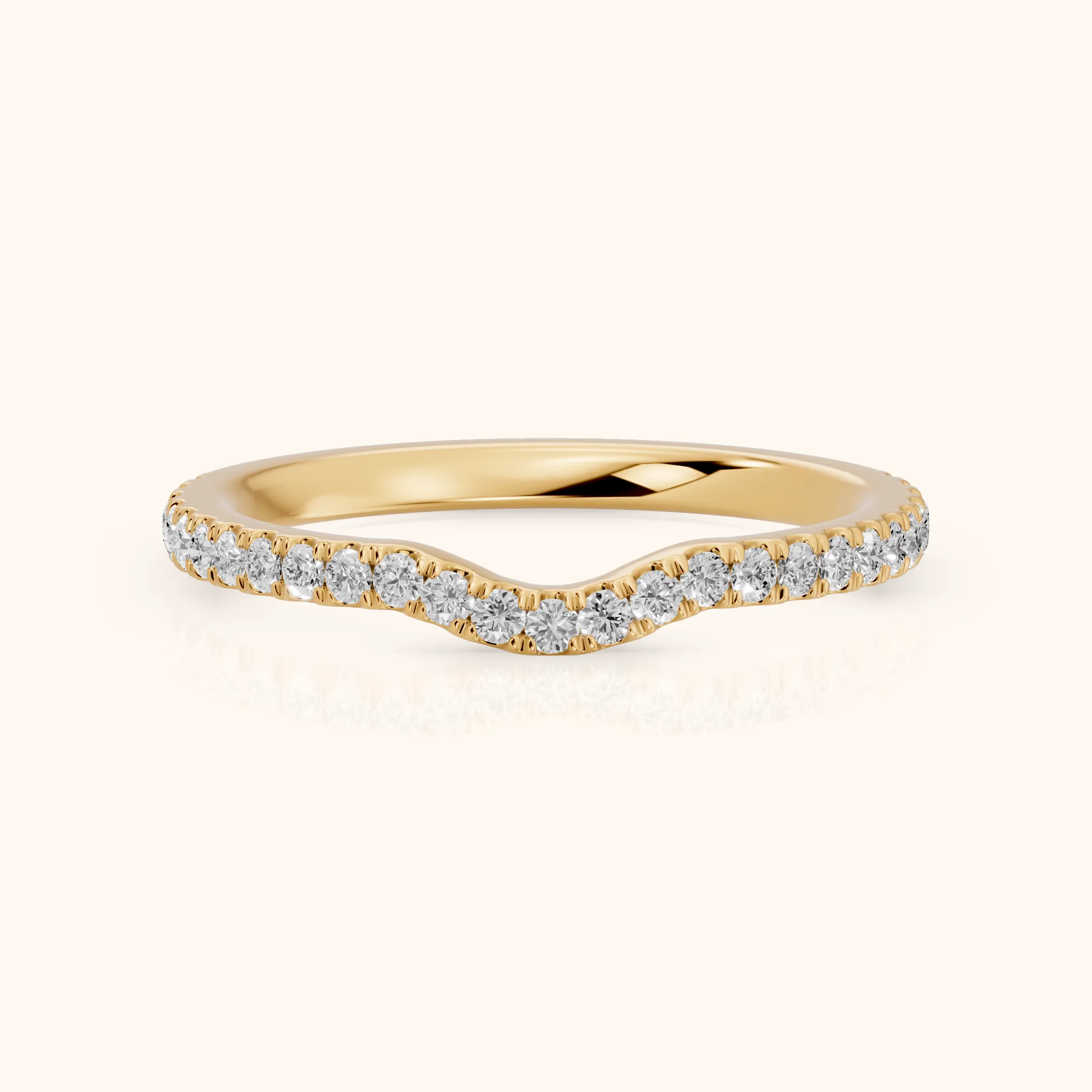 Helene Curved Round Diamond Half Eternity Band in Yellow Gold — view 1