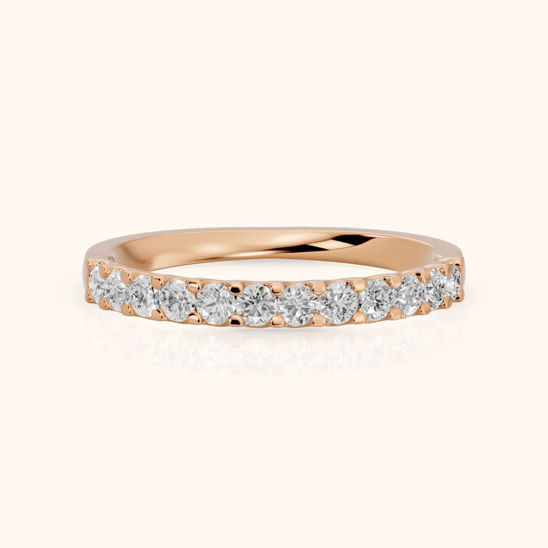 Chantal Shared Prong Round Diamond Half Eternity Band in Rose Gold — view 2