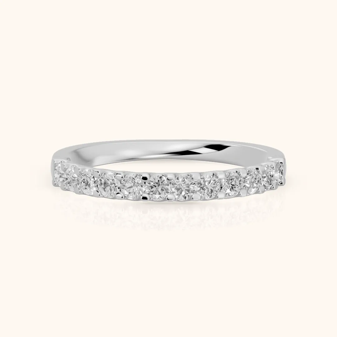 Chantal Shared Prong Round Diamond Half Eternity Band in Silver — view 2