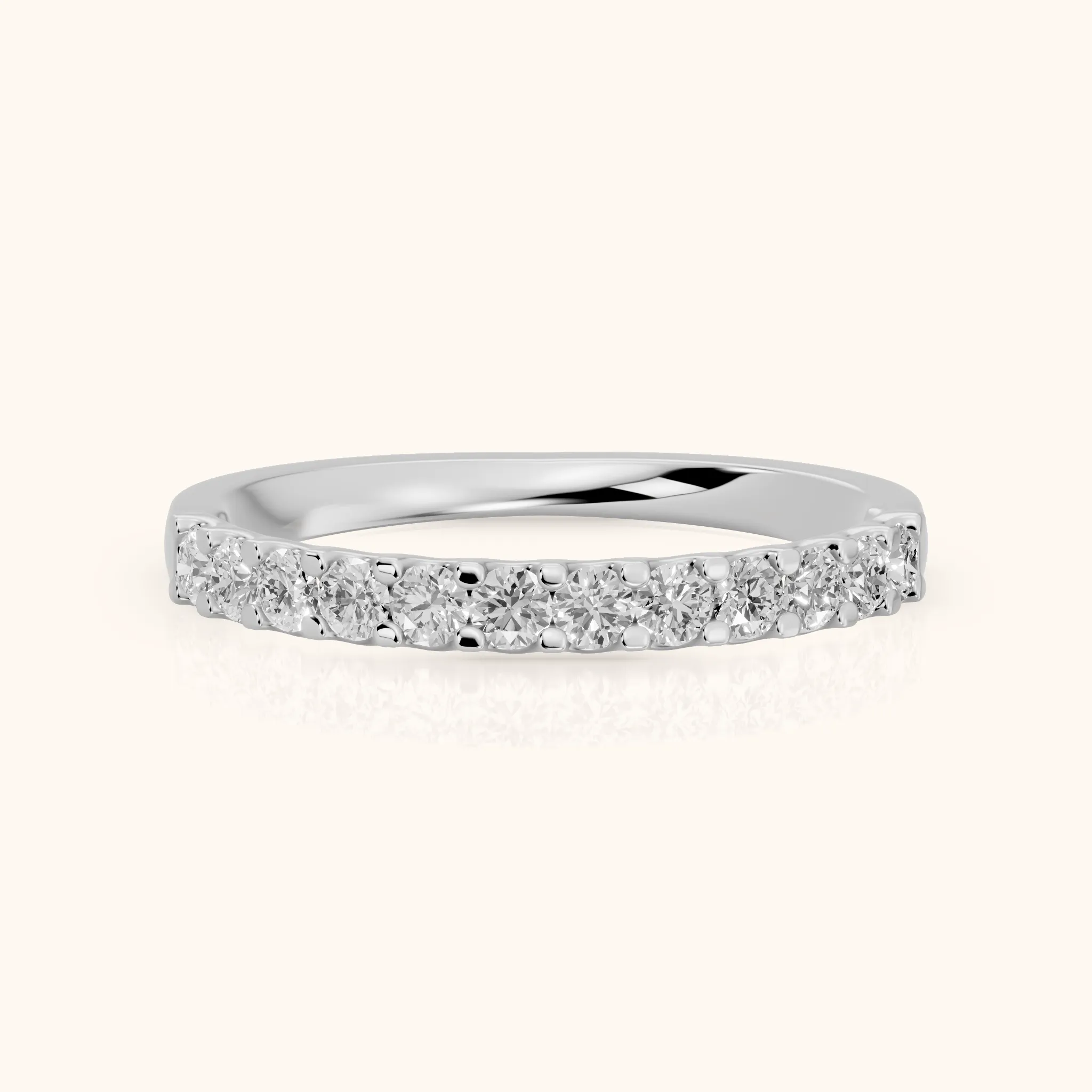 Chantal Shared Prong Round Diamond Half Eternity Band in Silver — view 1