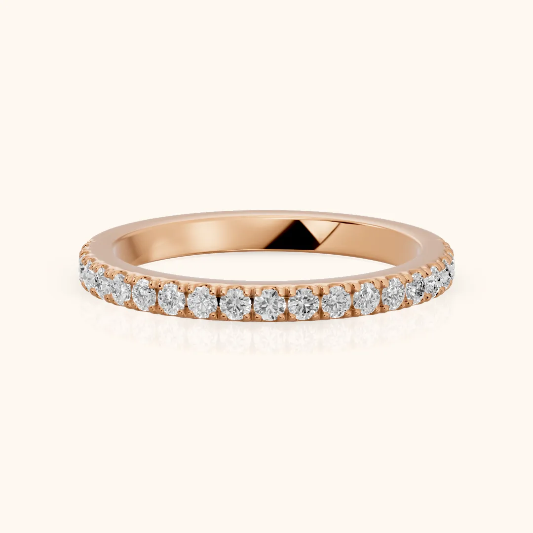 Lisette Pavé Round Diamond Half Eternity Band in Rose Gold — view 2