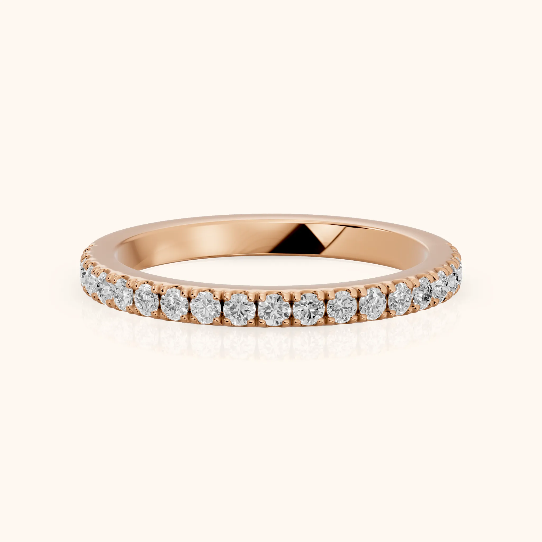 Lisette Pavé Round Diamond Half Eternity Band in Rose Gold — view 1