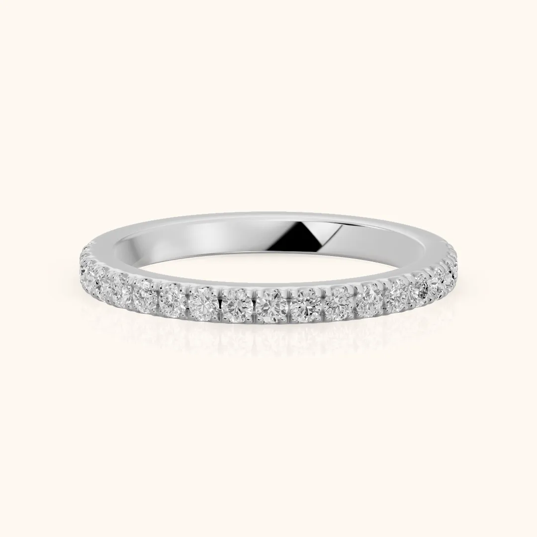 Lisette Pavé Round Diamond Half Eternity Band in Silver — view 2