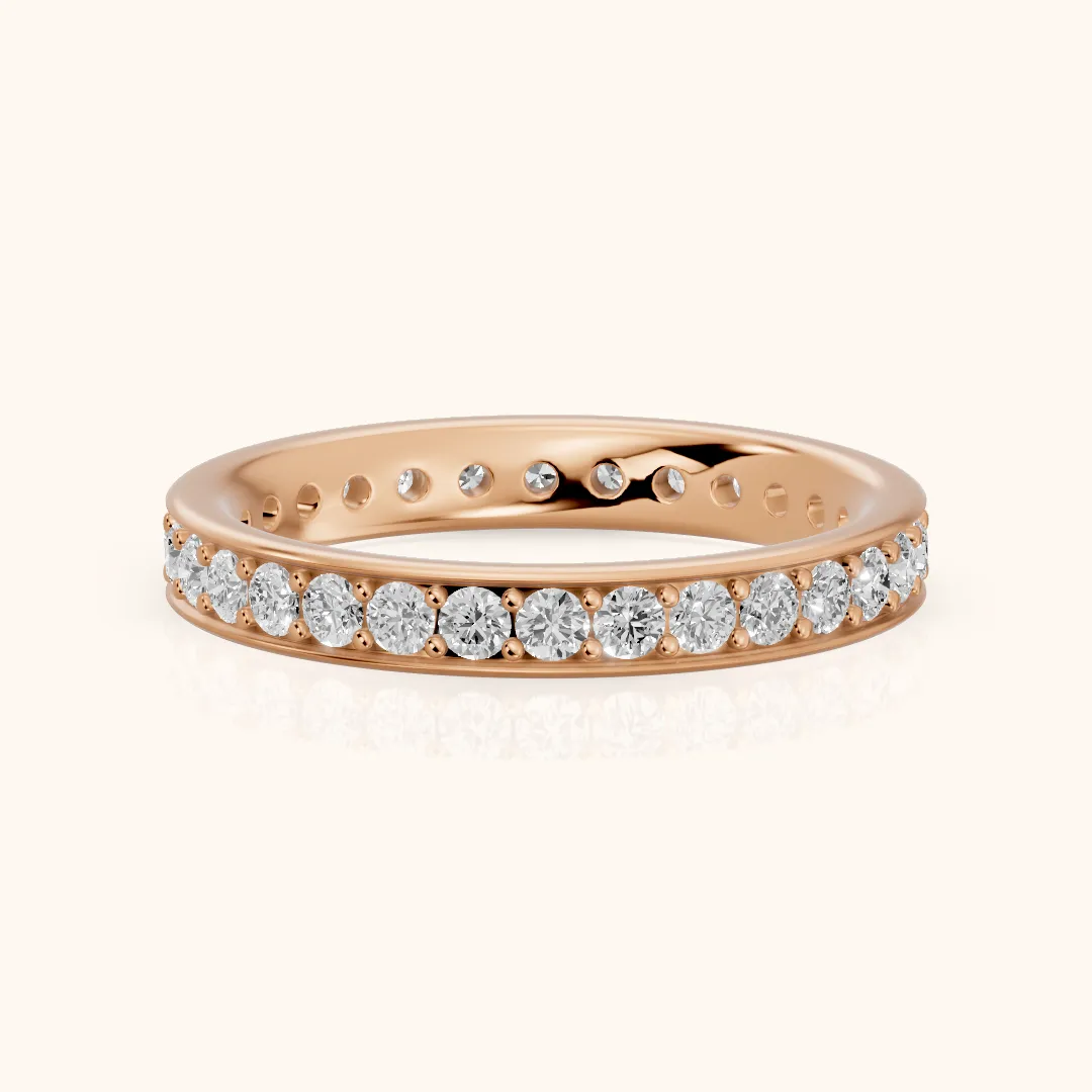 Ninon Classic Pavé Round Diamond Eternity Band in Rose Gold — view 2