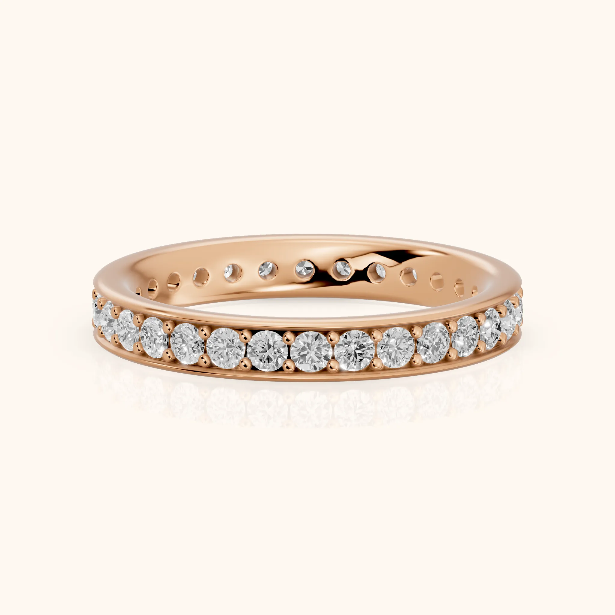 Ninon Classic Pavé Round Diamond Eternity Band in Rose Gold — view 1