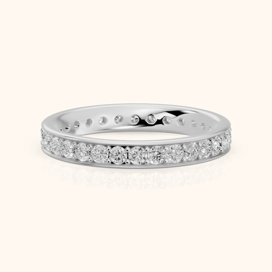 Ninon Classic Pavé Round Diamond Eternity Band in Silver — view 2