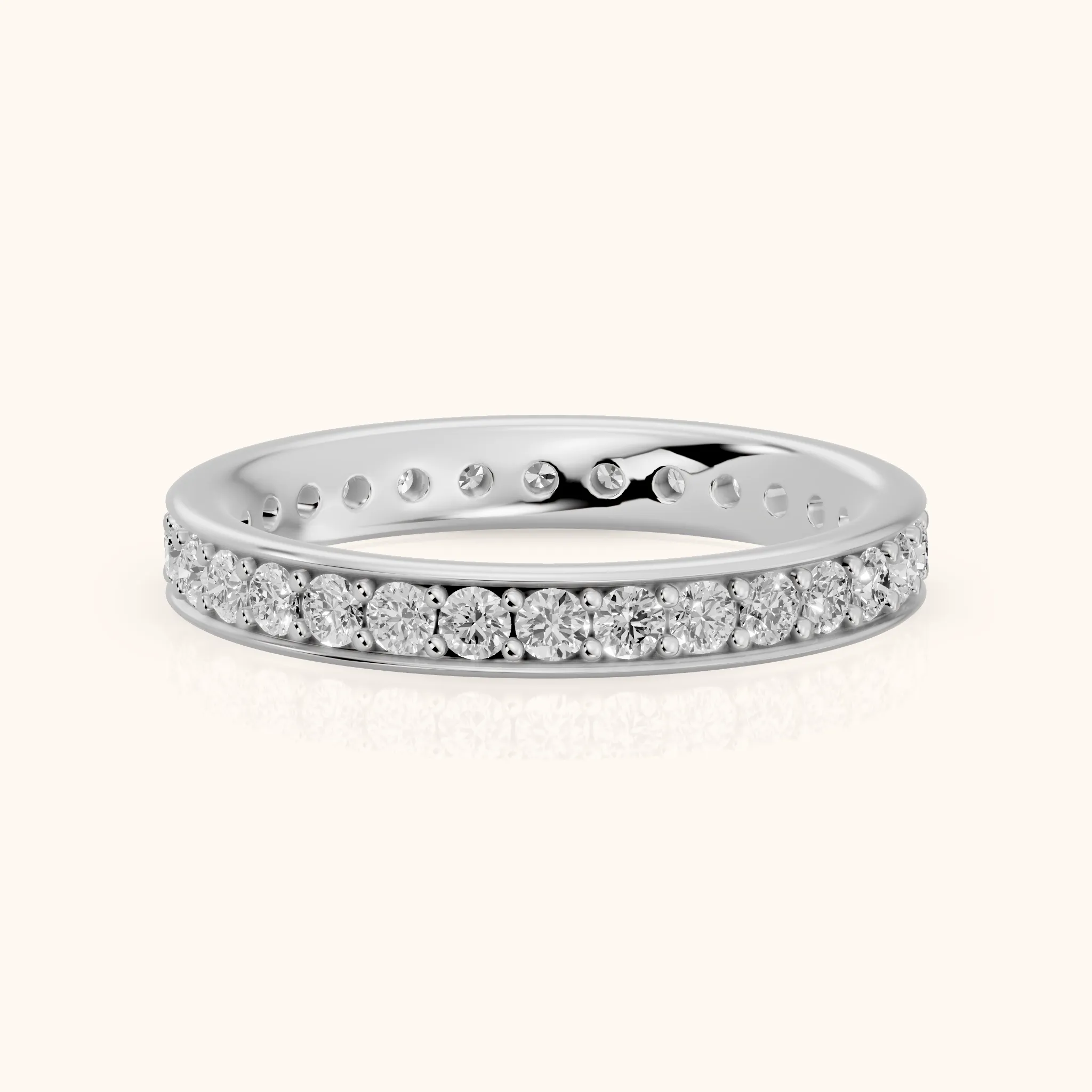 Ninon Classic Pavé Round Diamond Eternity Band in Silver — view 1