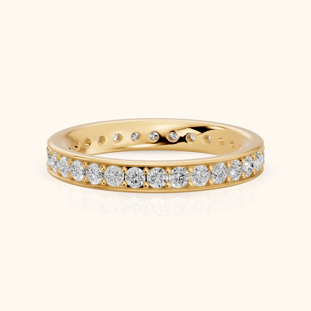 Ninon Classic Pavé Round Diamond Eternity Band in Yellow Gold — view 2