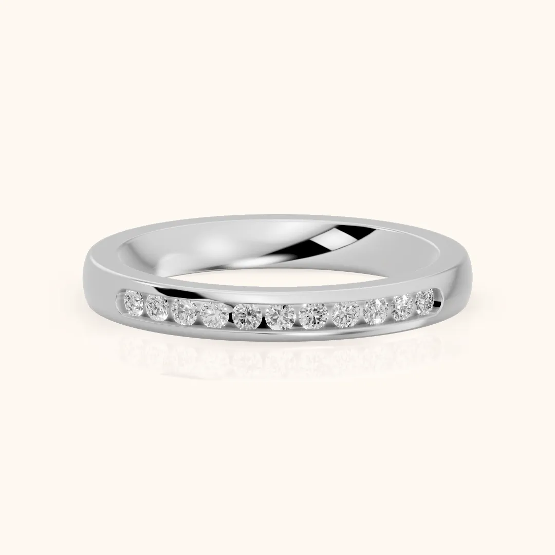 Coralie Channel Set Round Diamond Wedding Band in White Gold — view 2