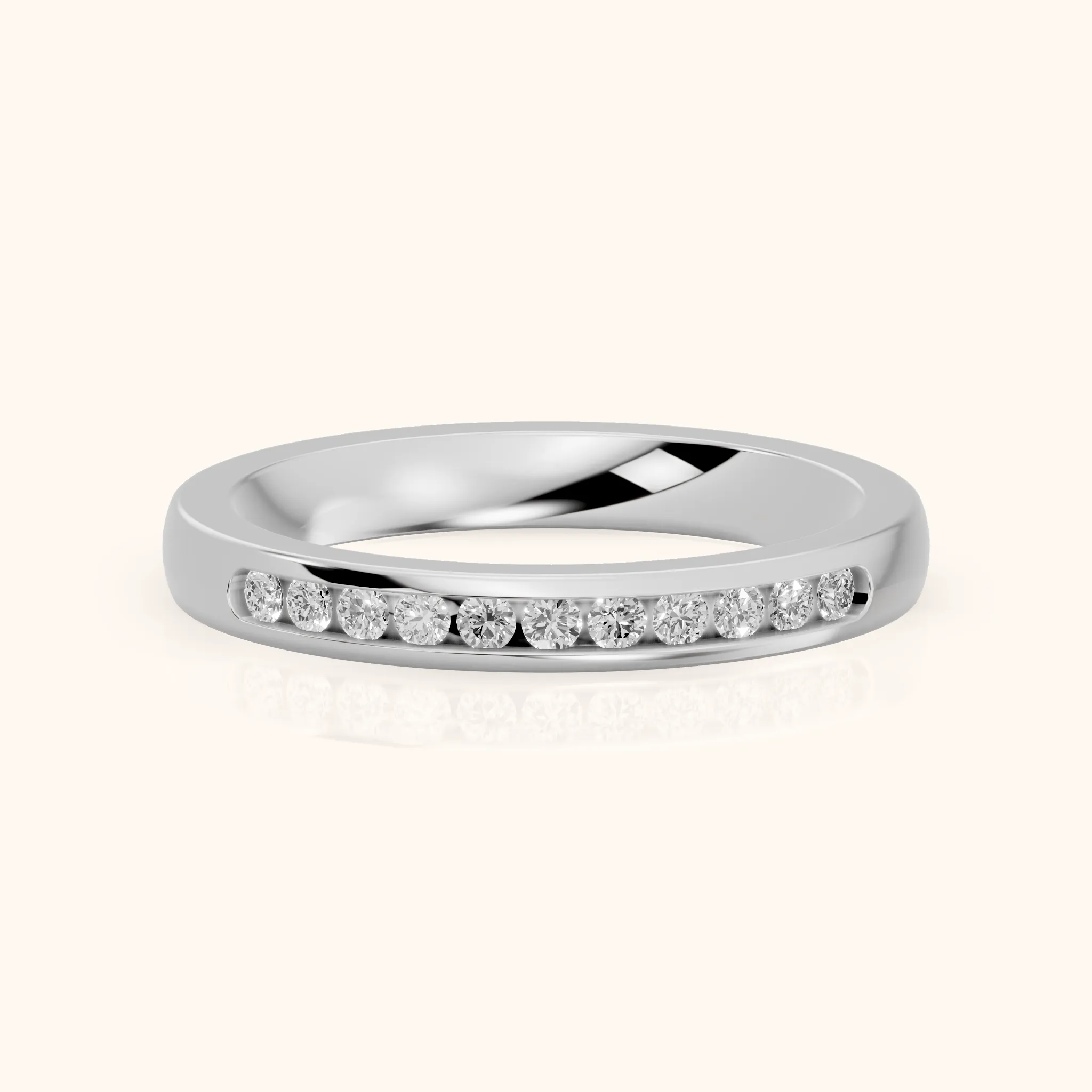 Coralie Channel Set Round Diamond Wedding Band in White Gold — view 1