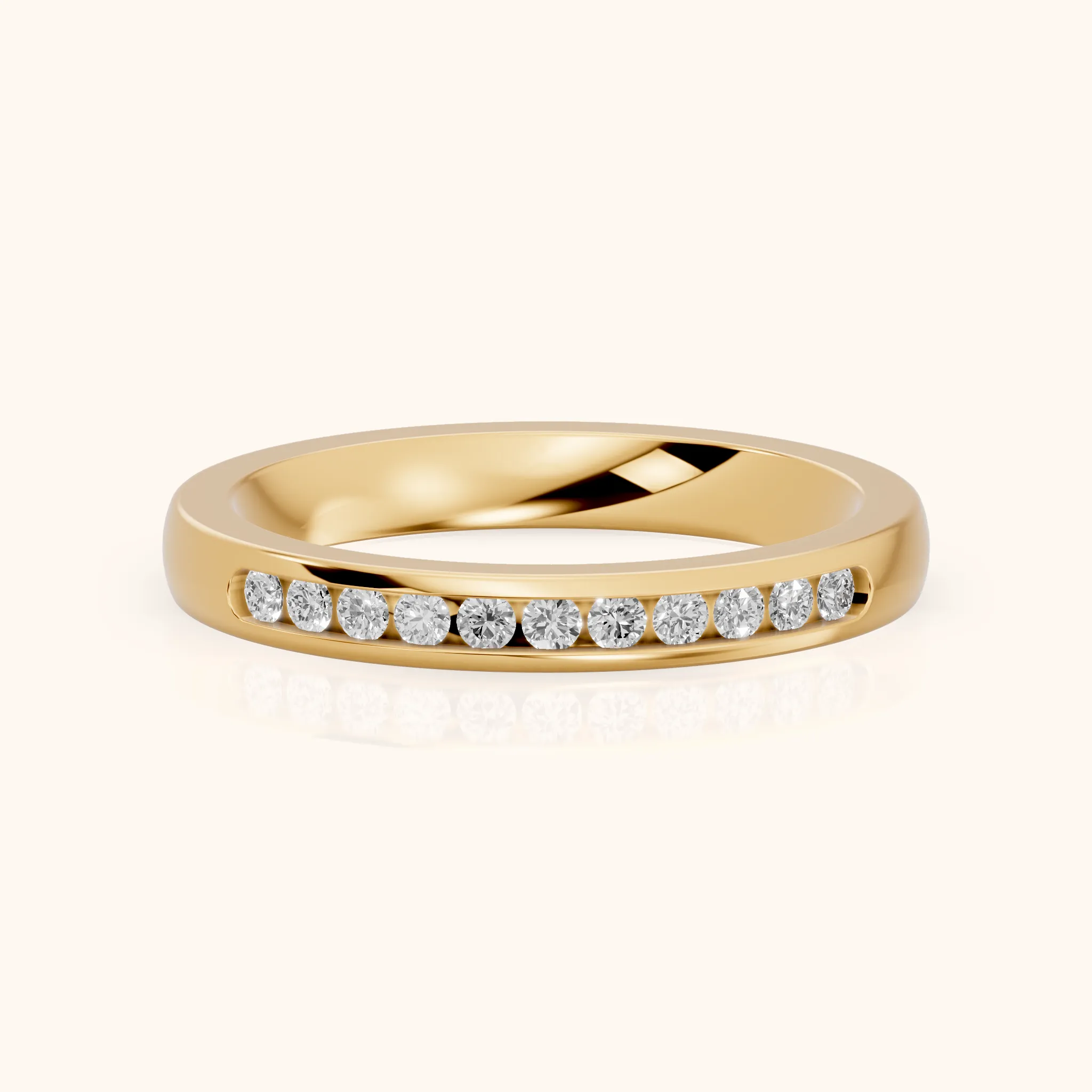 Coralie Channel Set Round Diamond Wedding Band in Yellow Gold — view 1